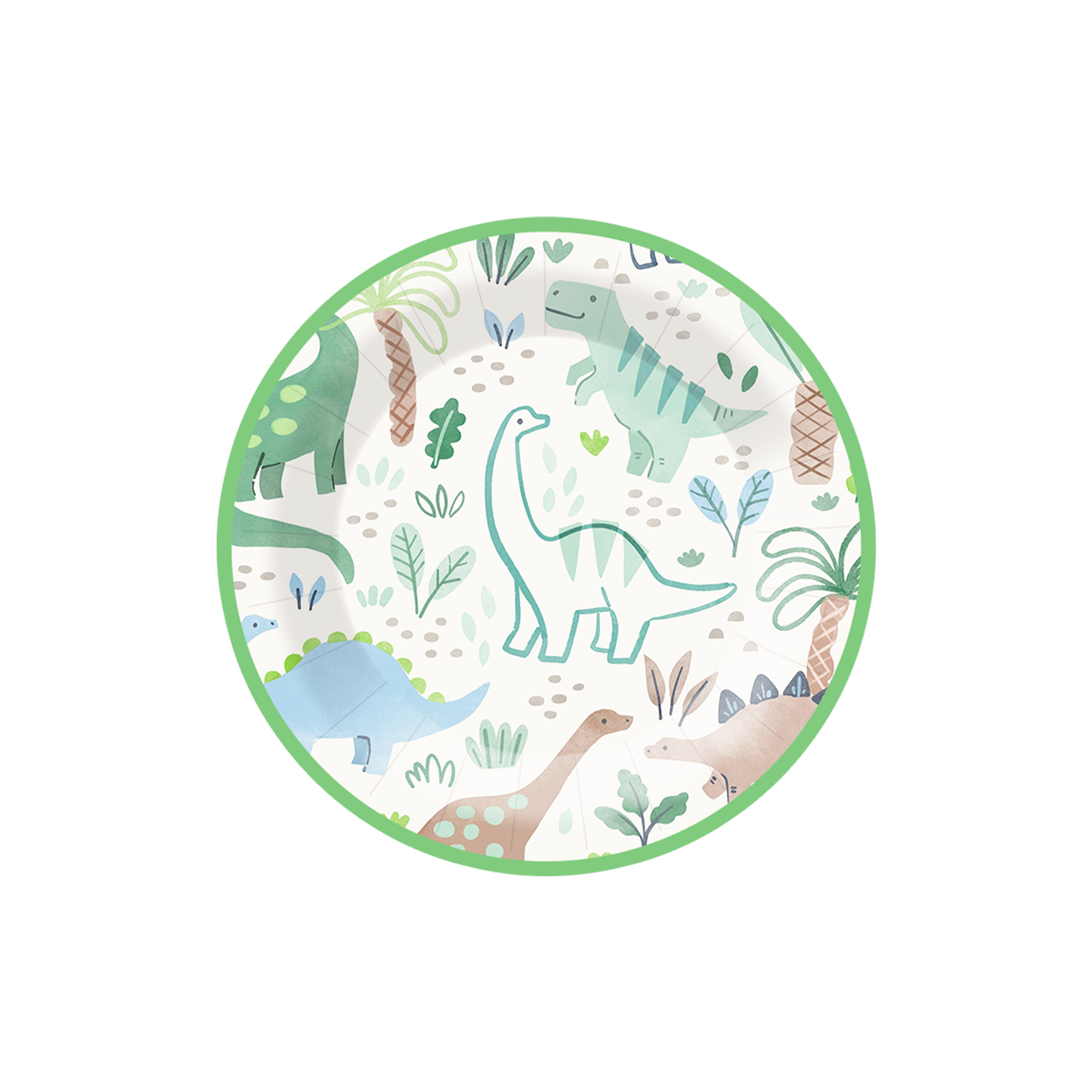 Dinosaur Theme Round Beige Dessert Plate