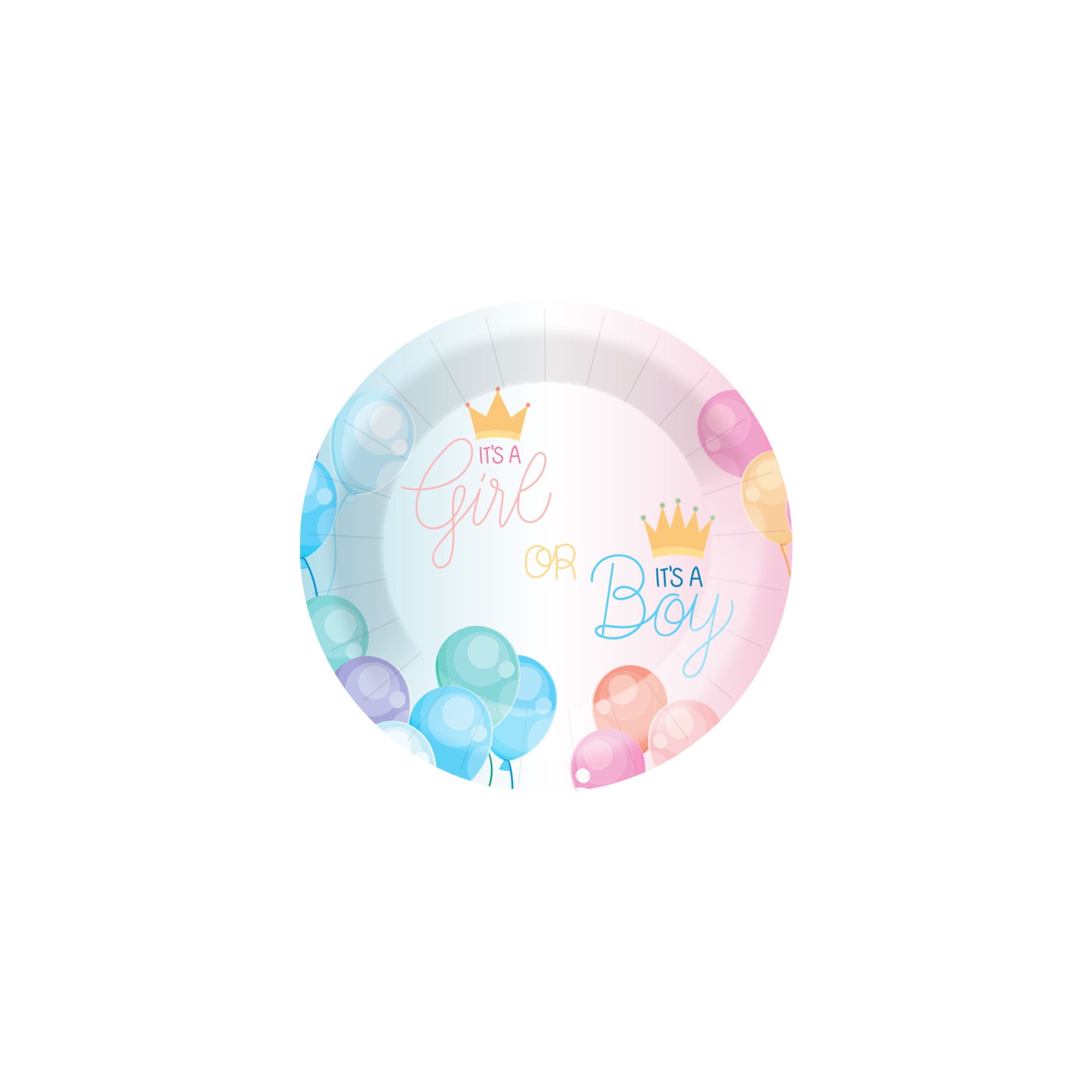 Gender Reveal Theme Round Dessert Plate