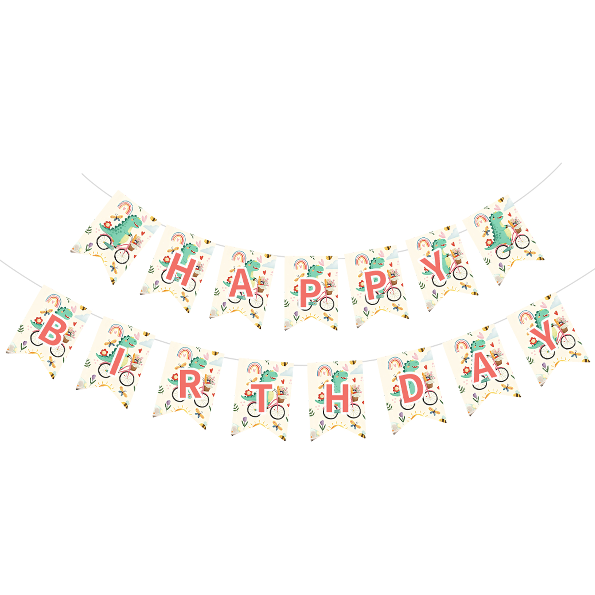 Cartoon Theme Dinosaur Happy Birthday Paper Banner