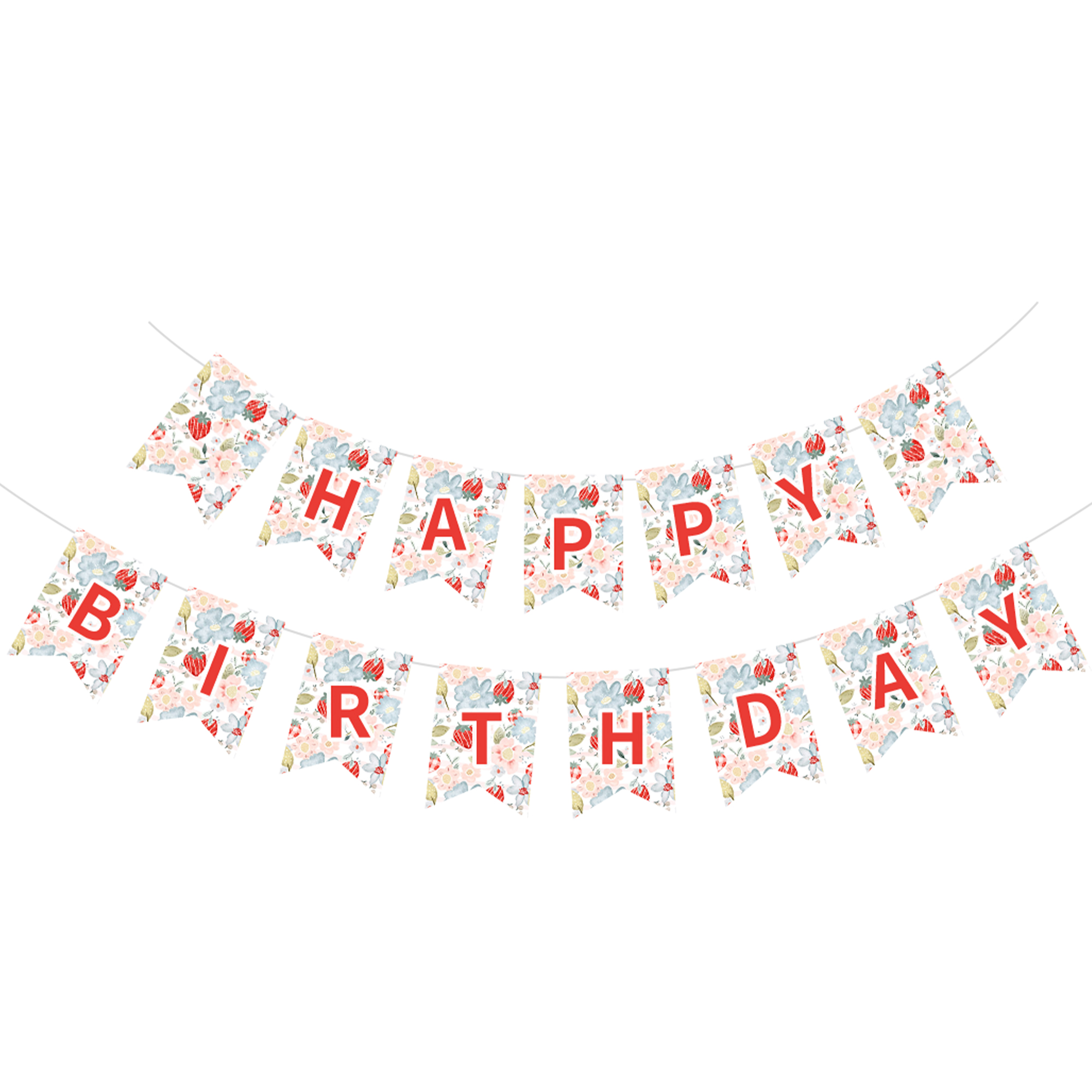 Fruit Themed Flower Happy Birthday Paper Banner