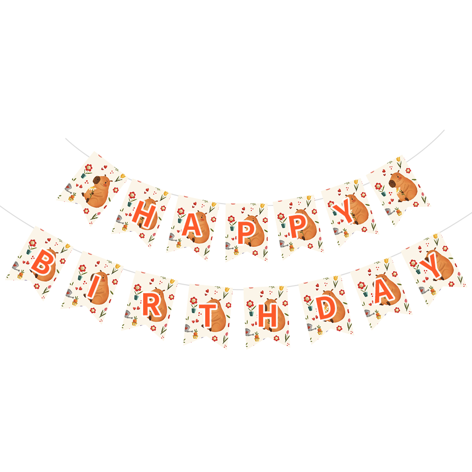 Cartoon Theme Guinea Pig Happy Birthday Paper Banner
