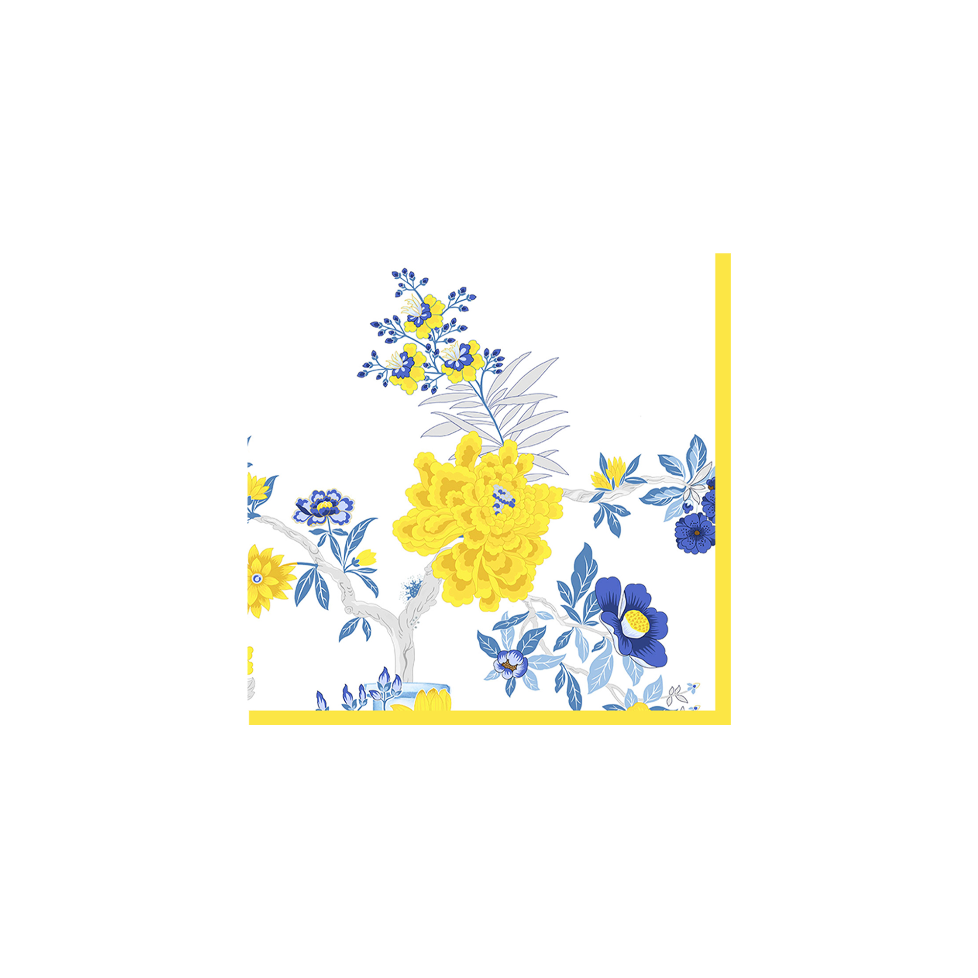 Floral Themed Yellow Rim Napkin