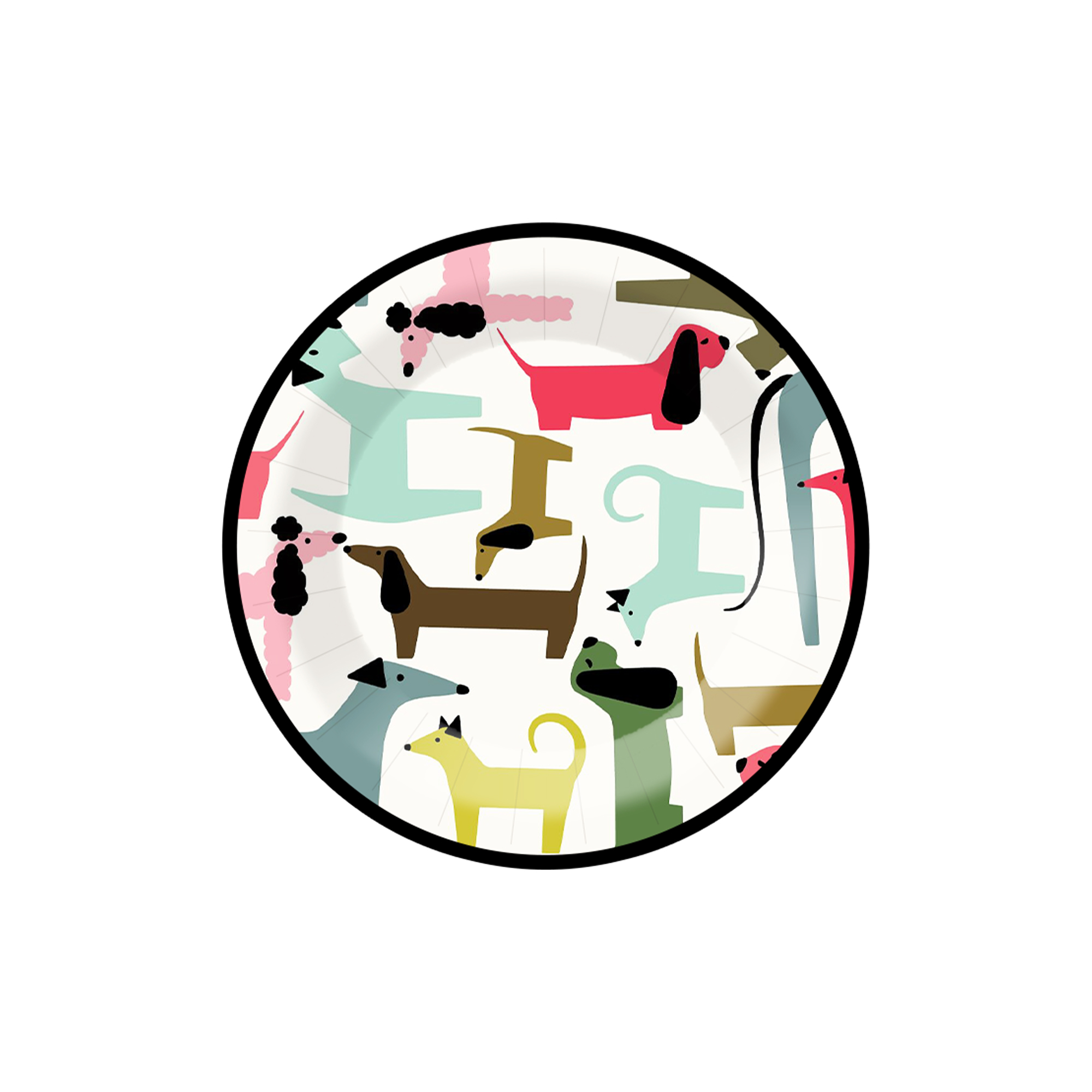 Animal Theme Vertical Striped Dog Dessert Plate
