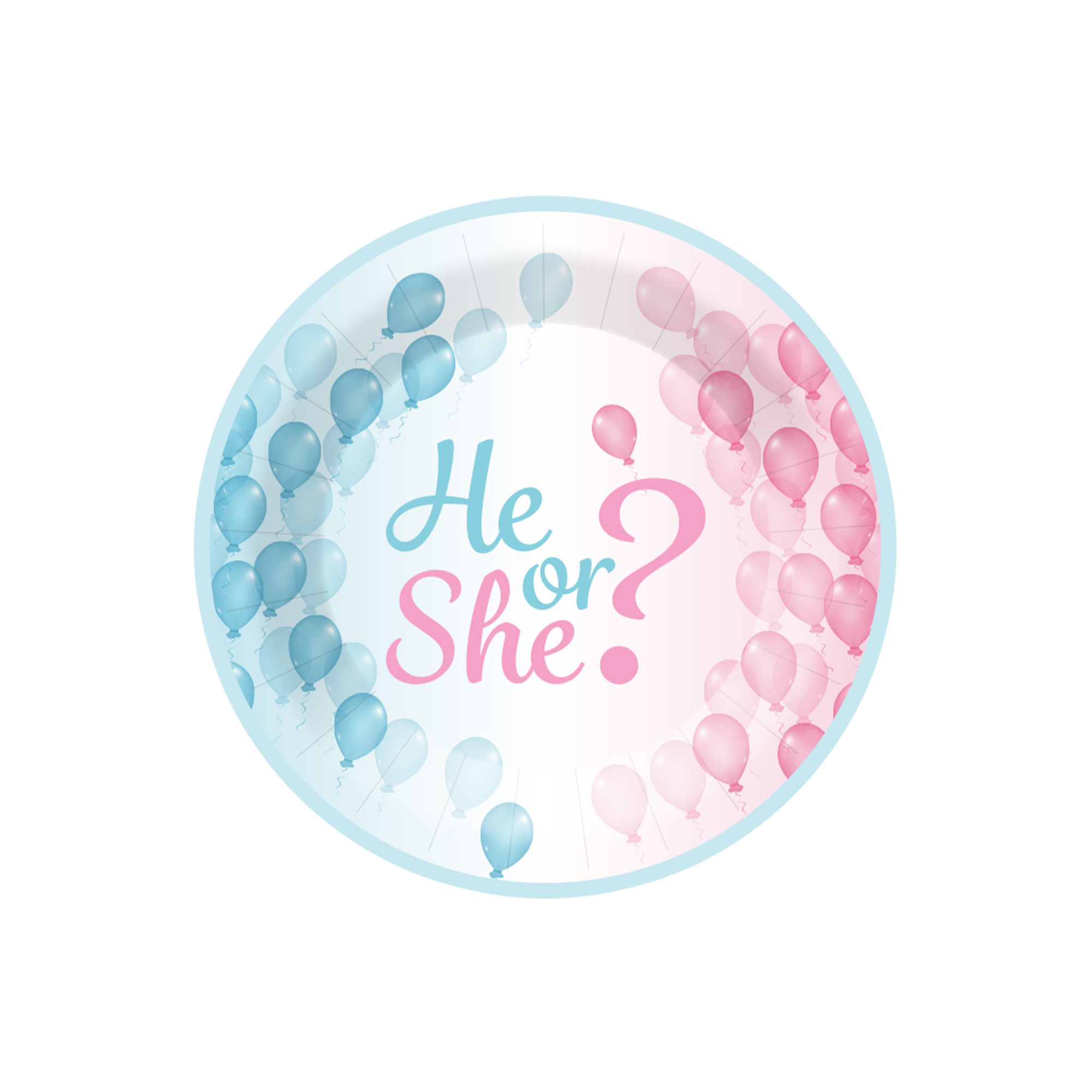 Gender Reveal Theme Pink and Blue Round Dessert Plate