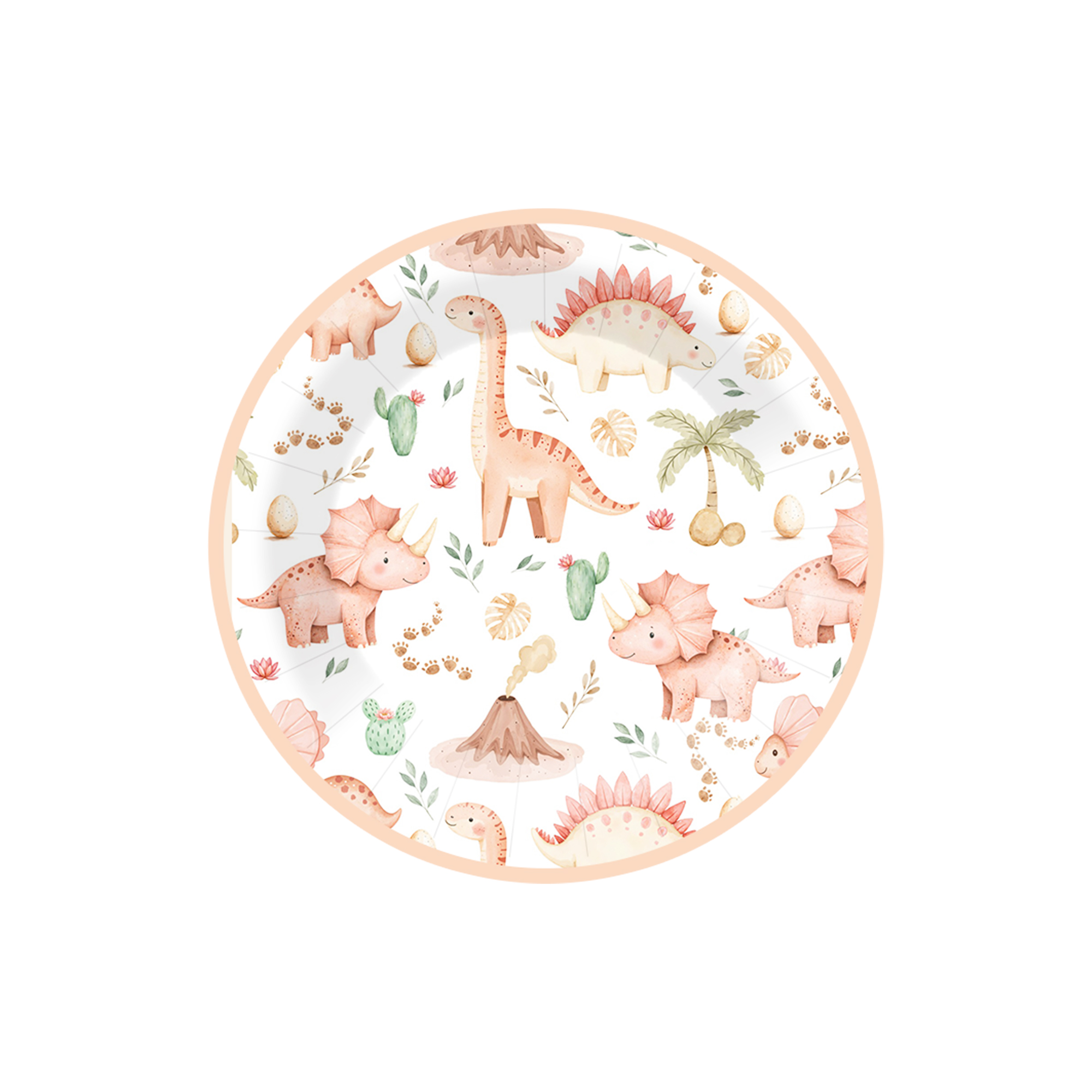 Cute Dinosaur Theme Round Dessert Plate