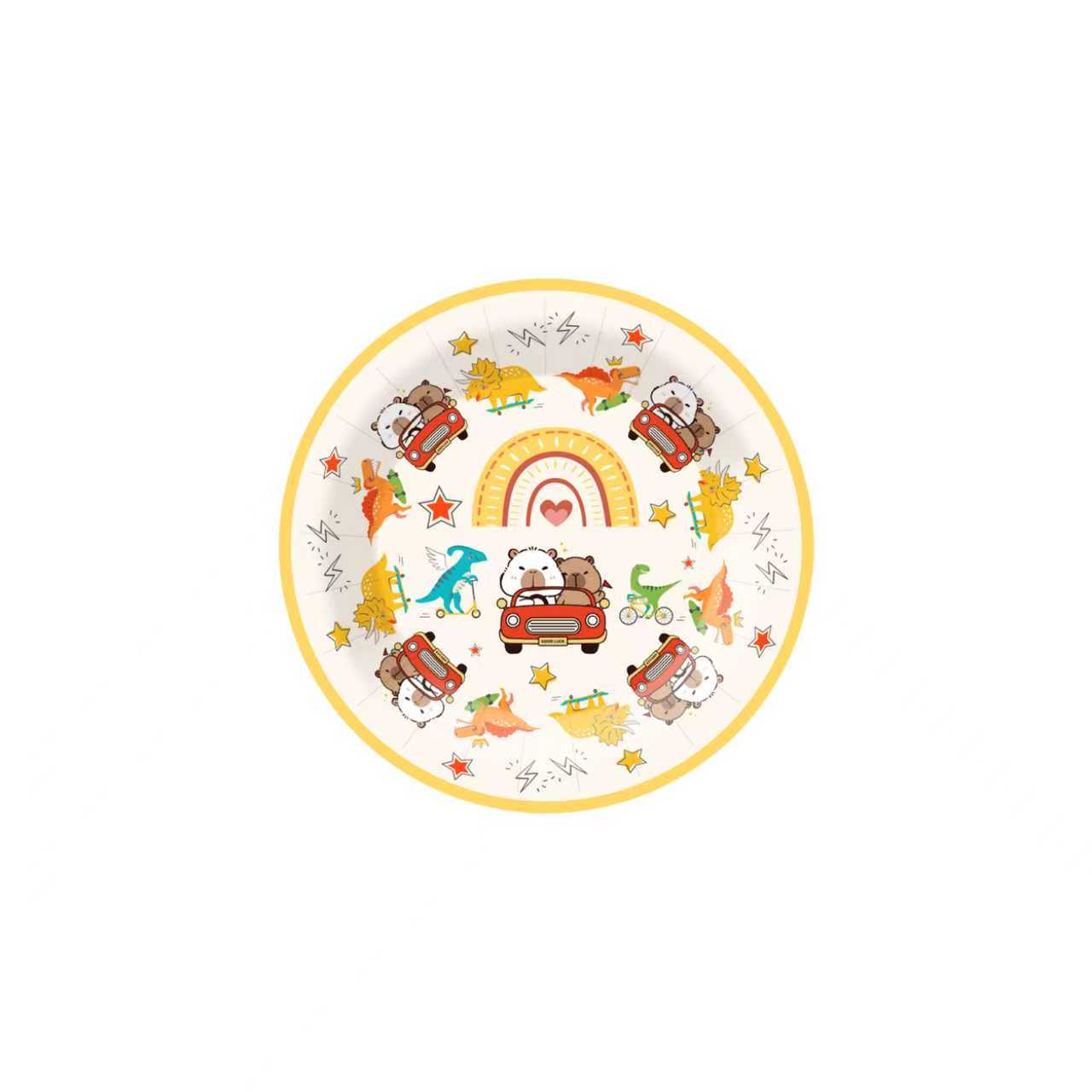 Animal Themed Dinosaur Guinea Pig Happy Birthday Dessert Plate