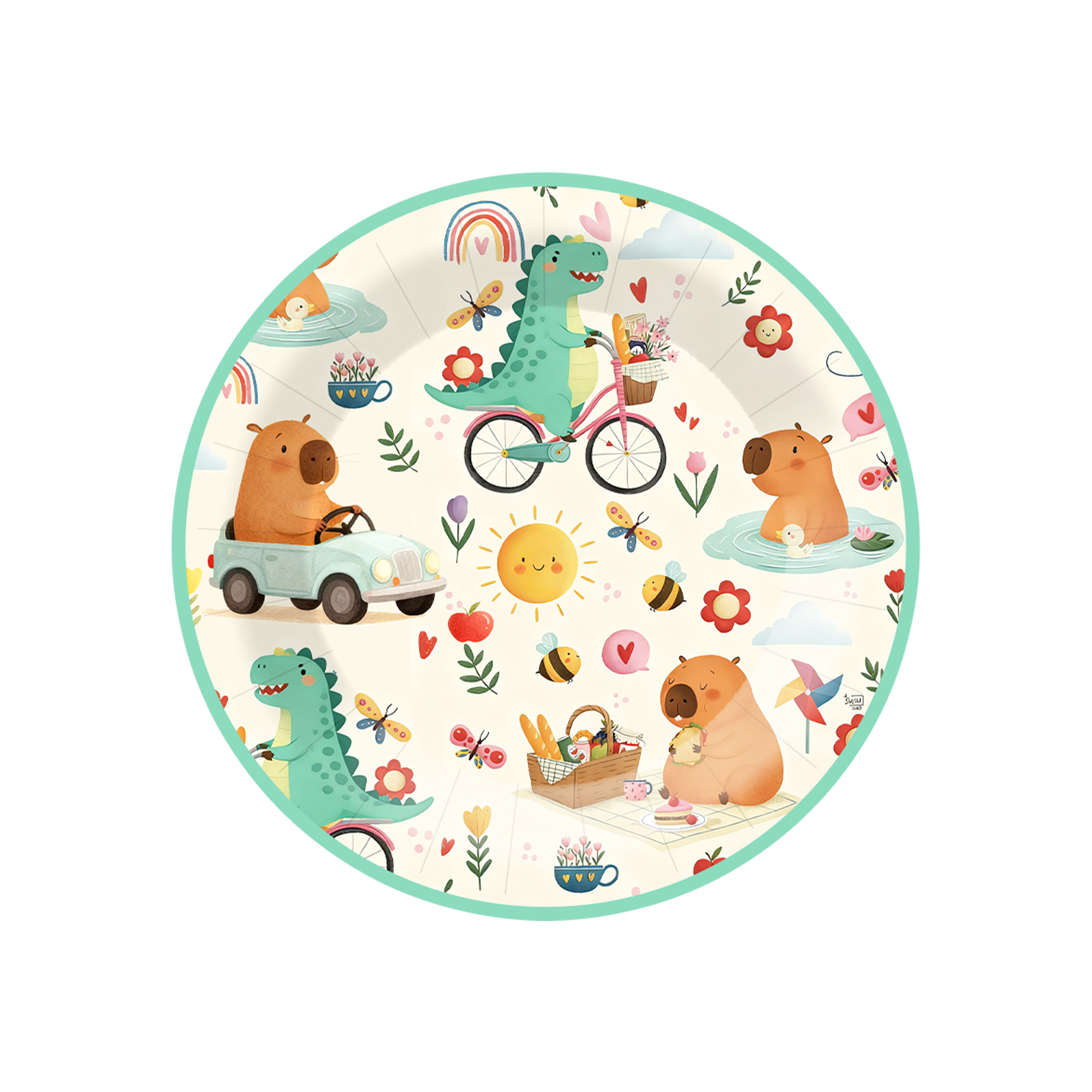 Animal Themed Dinosaur Guinea Pig Dinner Plate