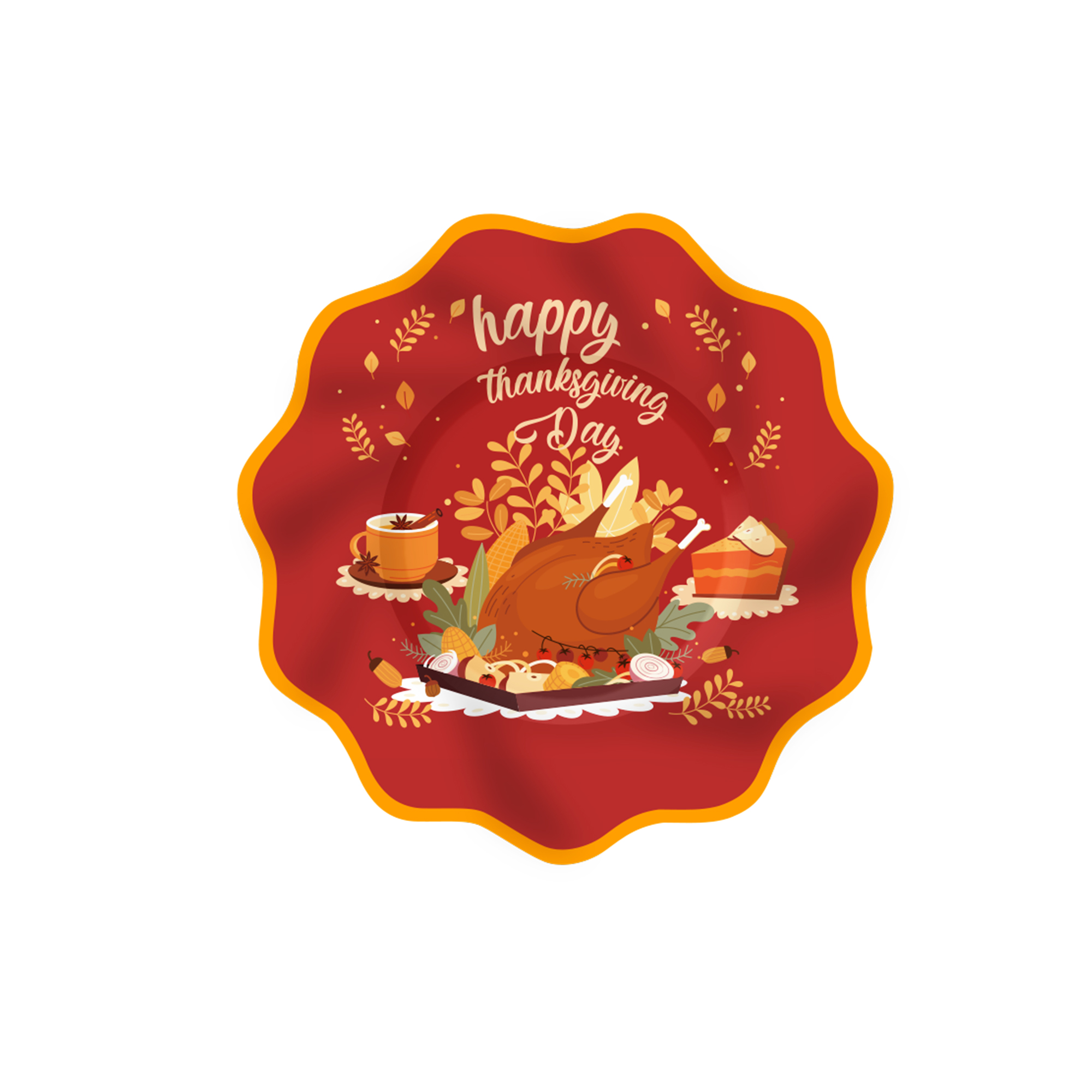 Thanks Giving Theme Red Dessert Plate