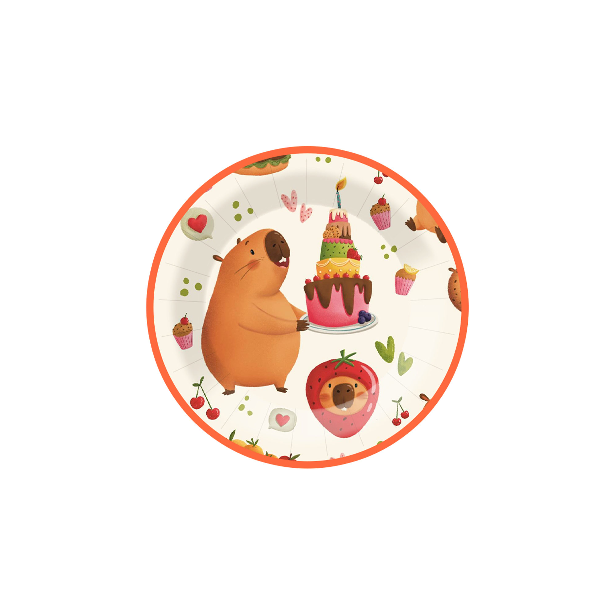 Animal Themed Guinea Pig Happy Birthday Dessert Plate