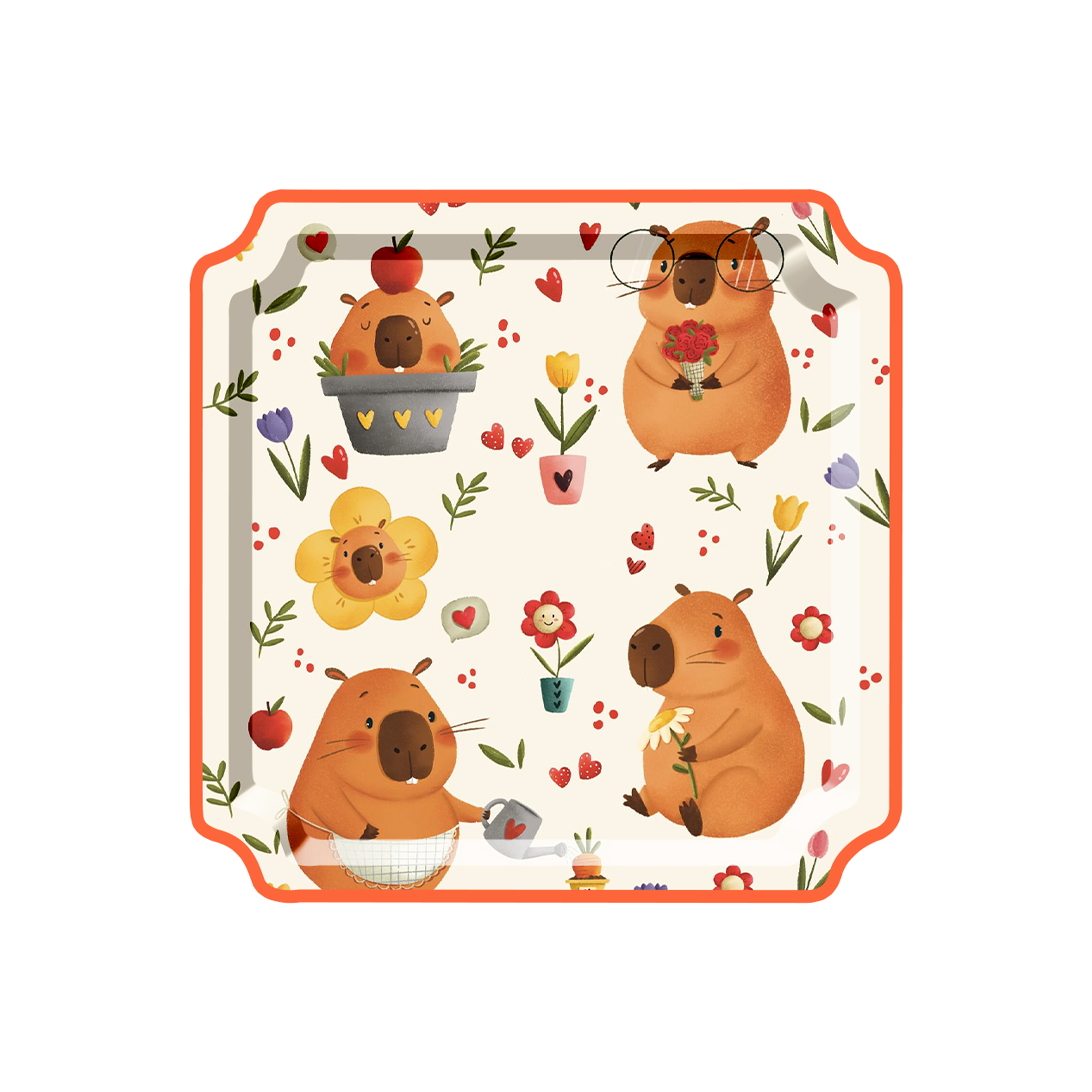 Animal Themed Dinosaur Guinea Pig Square Dinner Plate