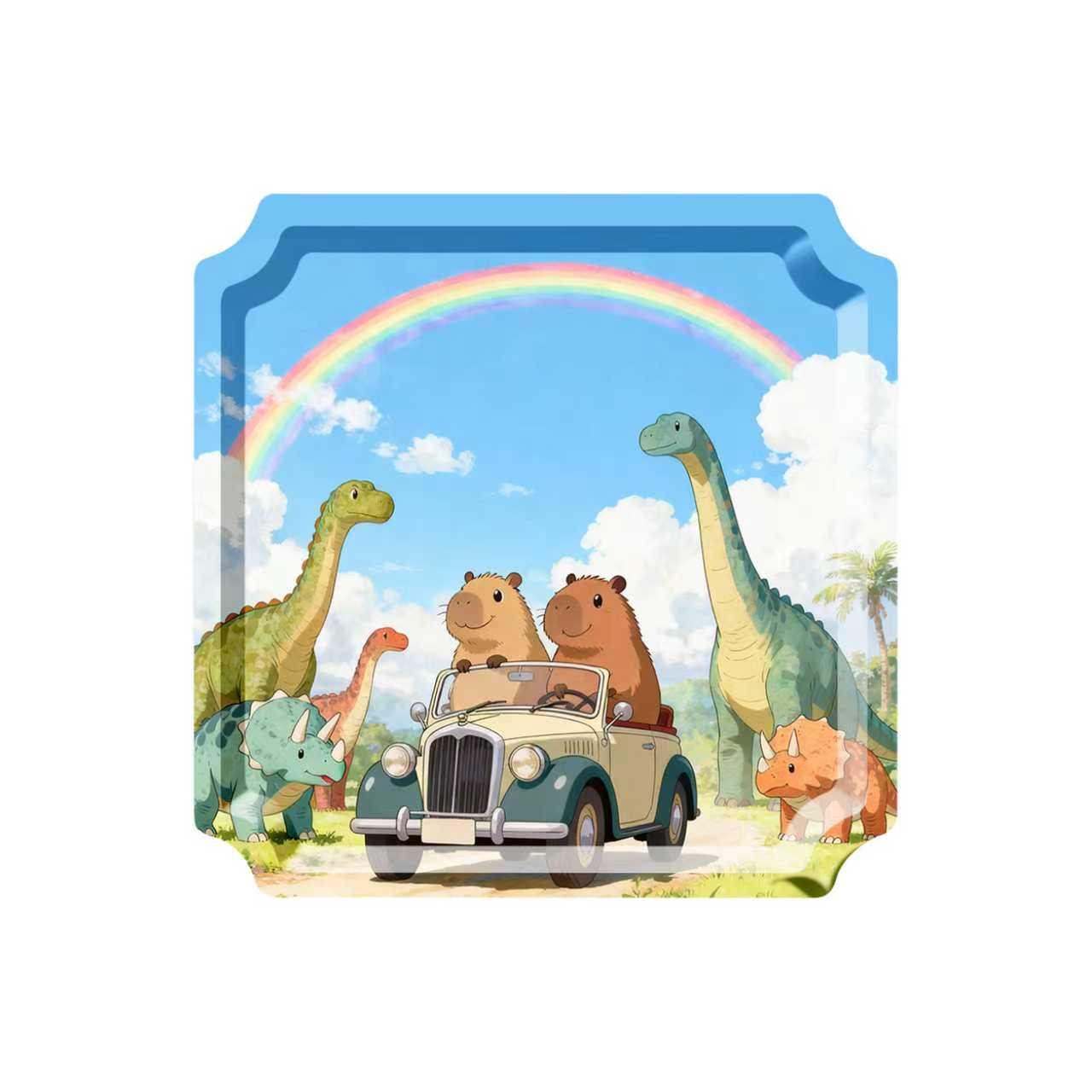 Animal Themed Dinosaur Guinea Pig Square Dinner Plate