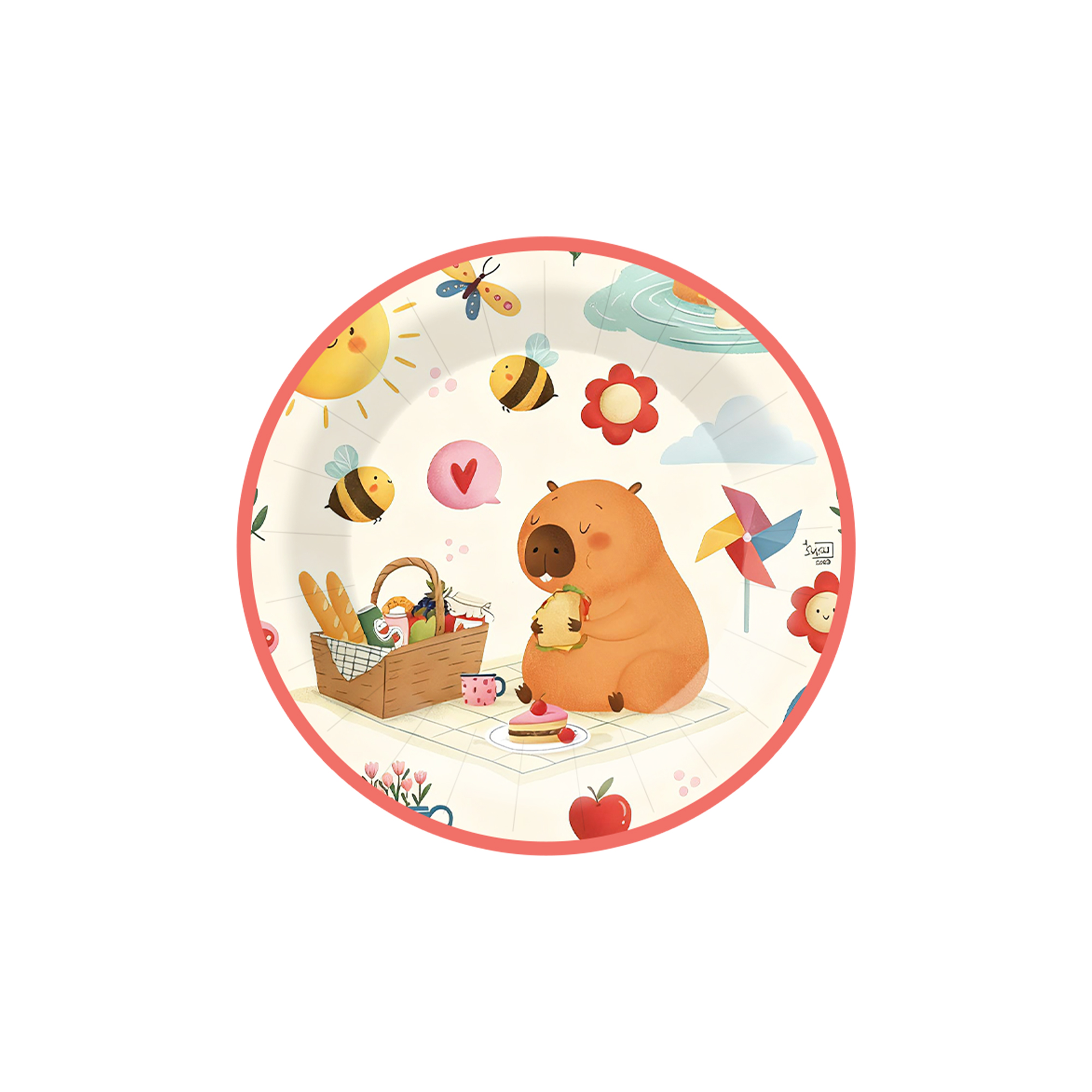 Animal Themed Dinosaur Guinea Pig Happy Birthday Dessert Plate