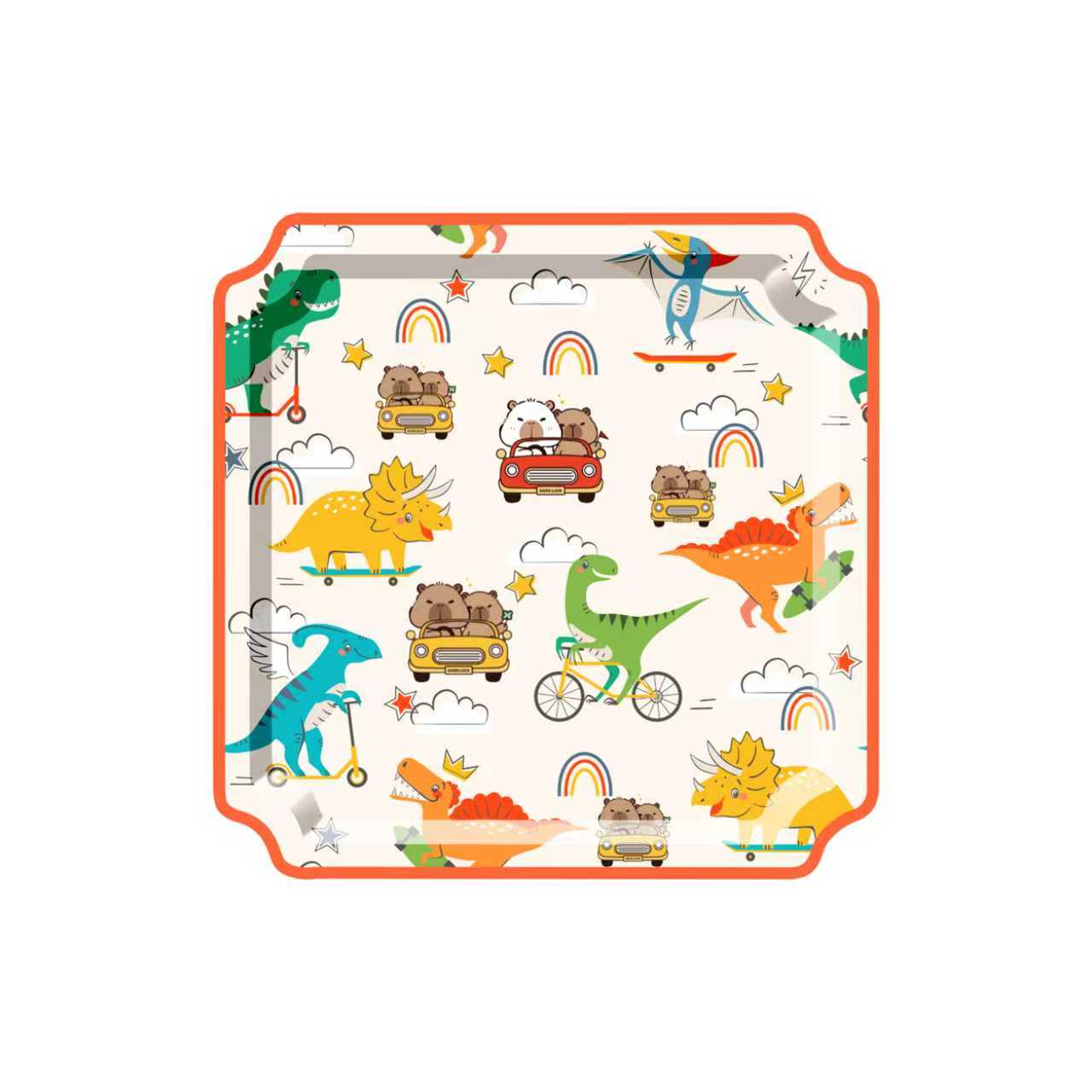 Animal Themed Dinosaur Guinea Pig Square Dinner Plate