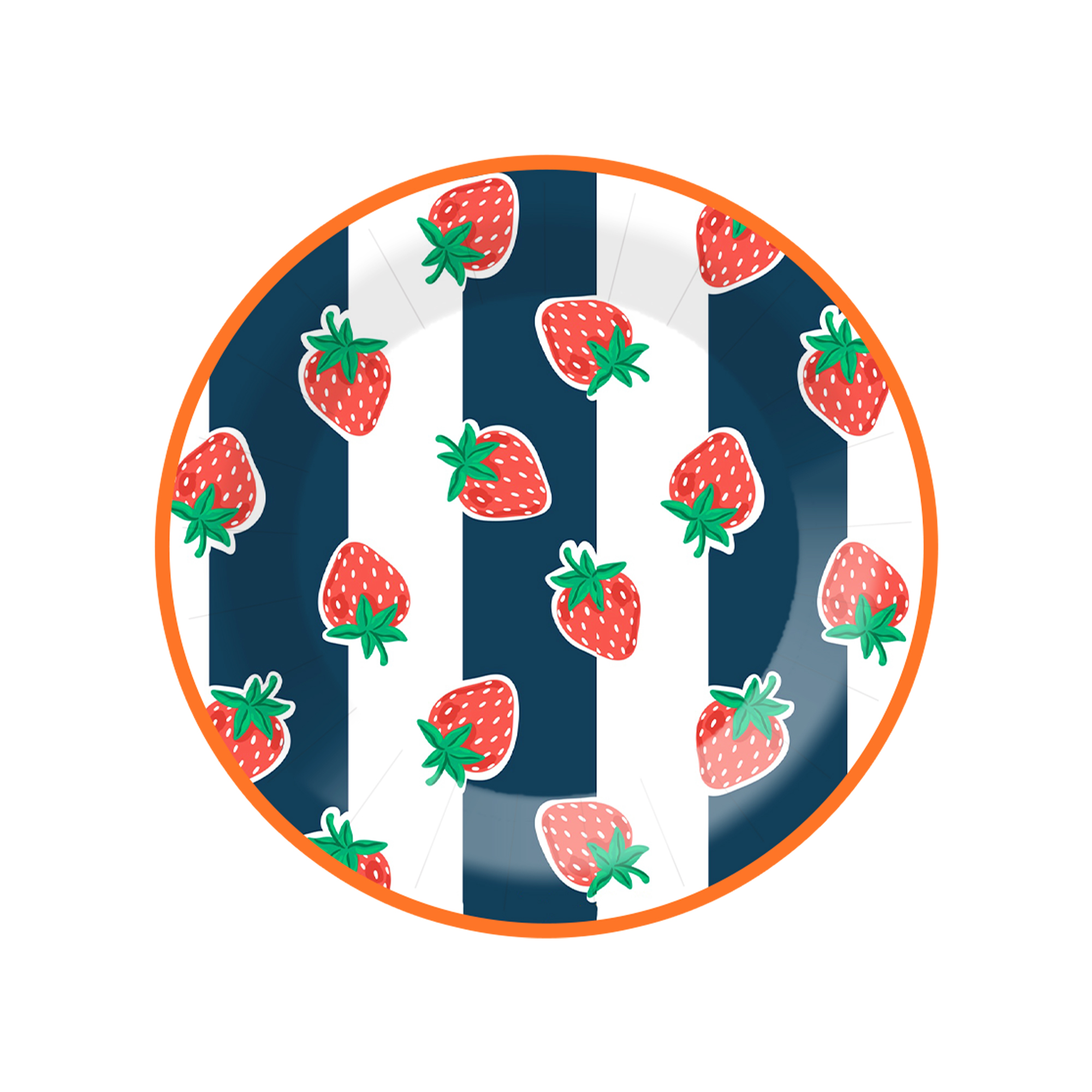 Fruit Theme Strawberry Stripe Round Dinner Plate