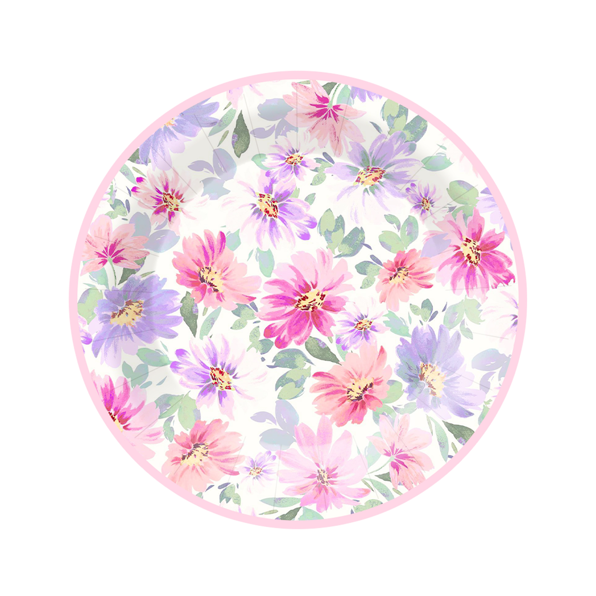 Flower Theme Pink Daisy Round Dinner Plate