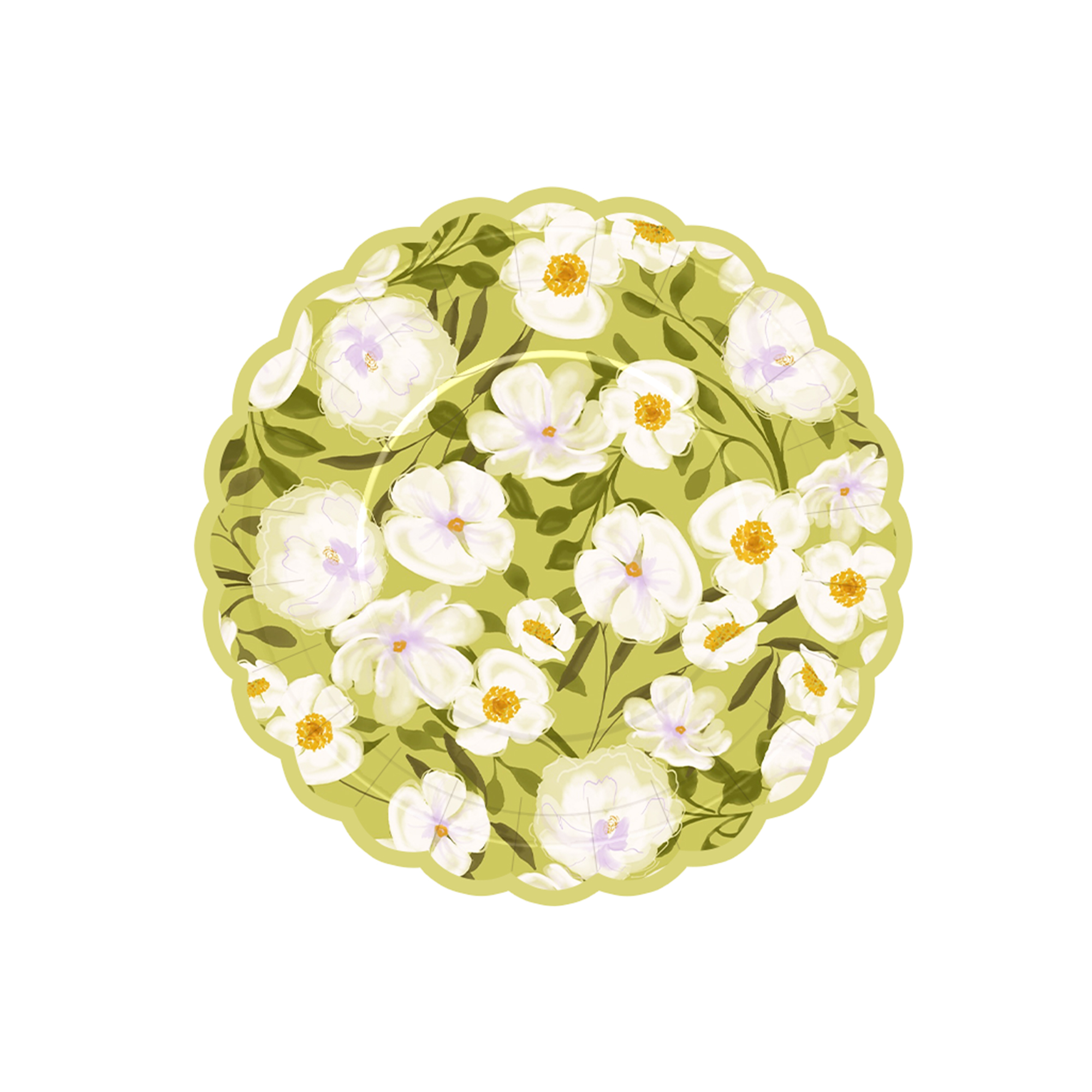 Green Floral Theme Camellia Dessert Plate