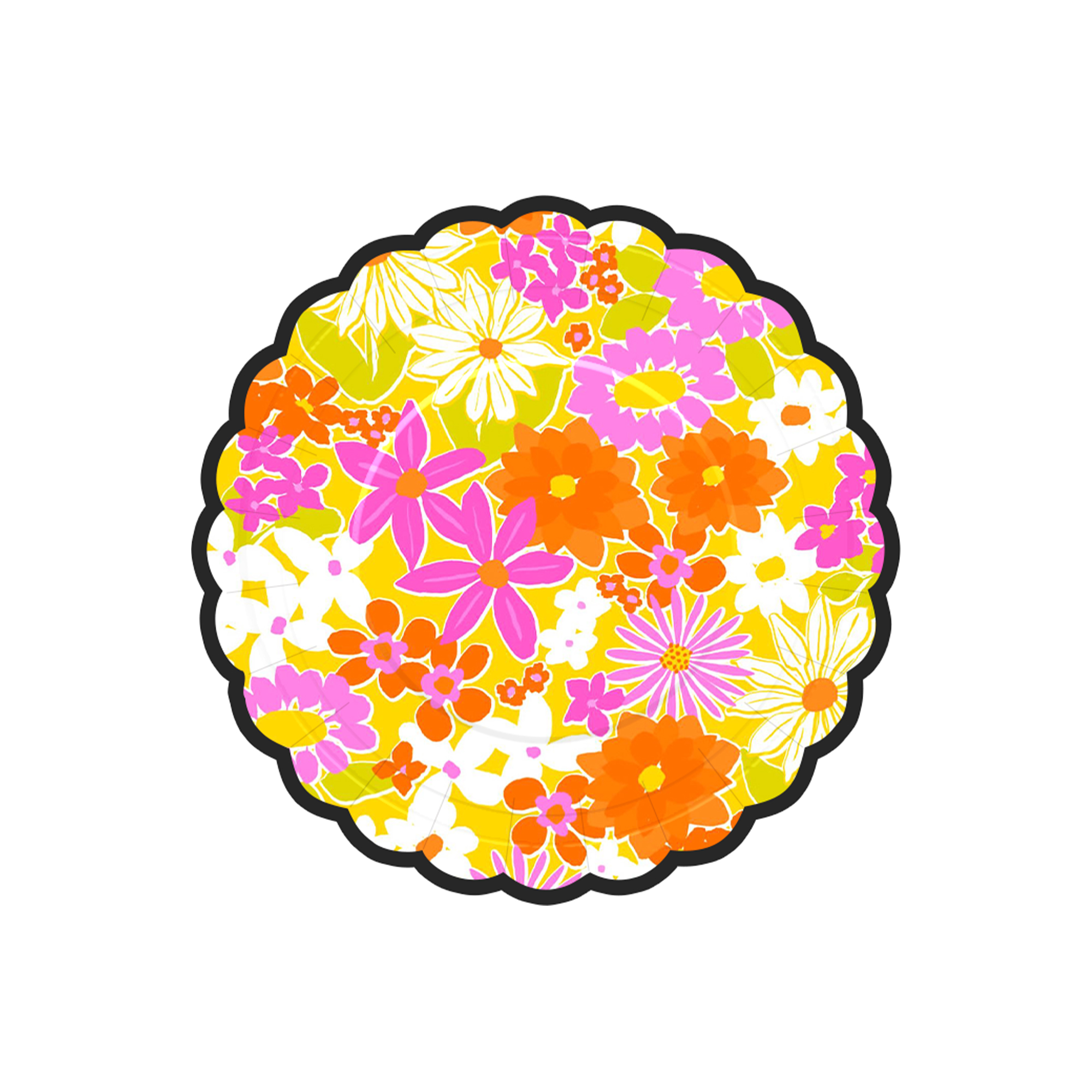 Floral Theme Wave Edge Daisy Dessert Plate