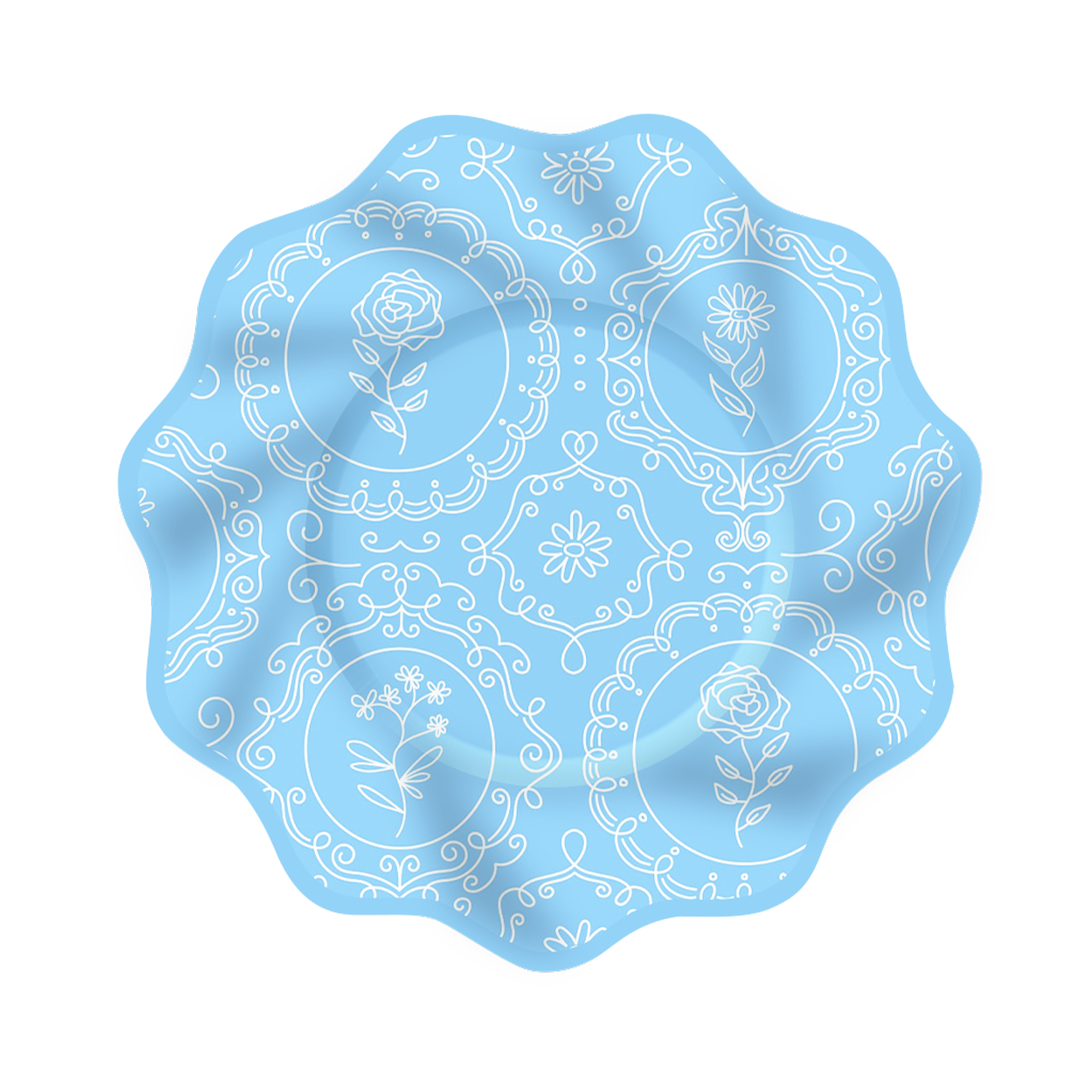 Floral Theme Light Blue Dinner Plate
