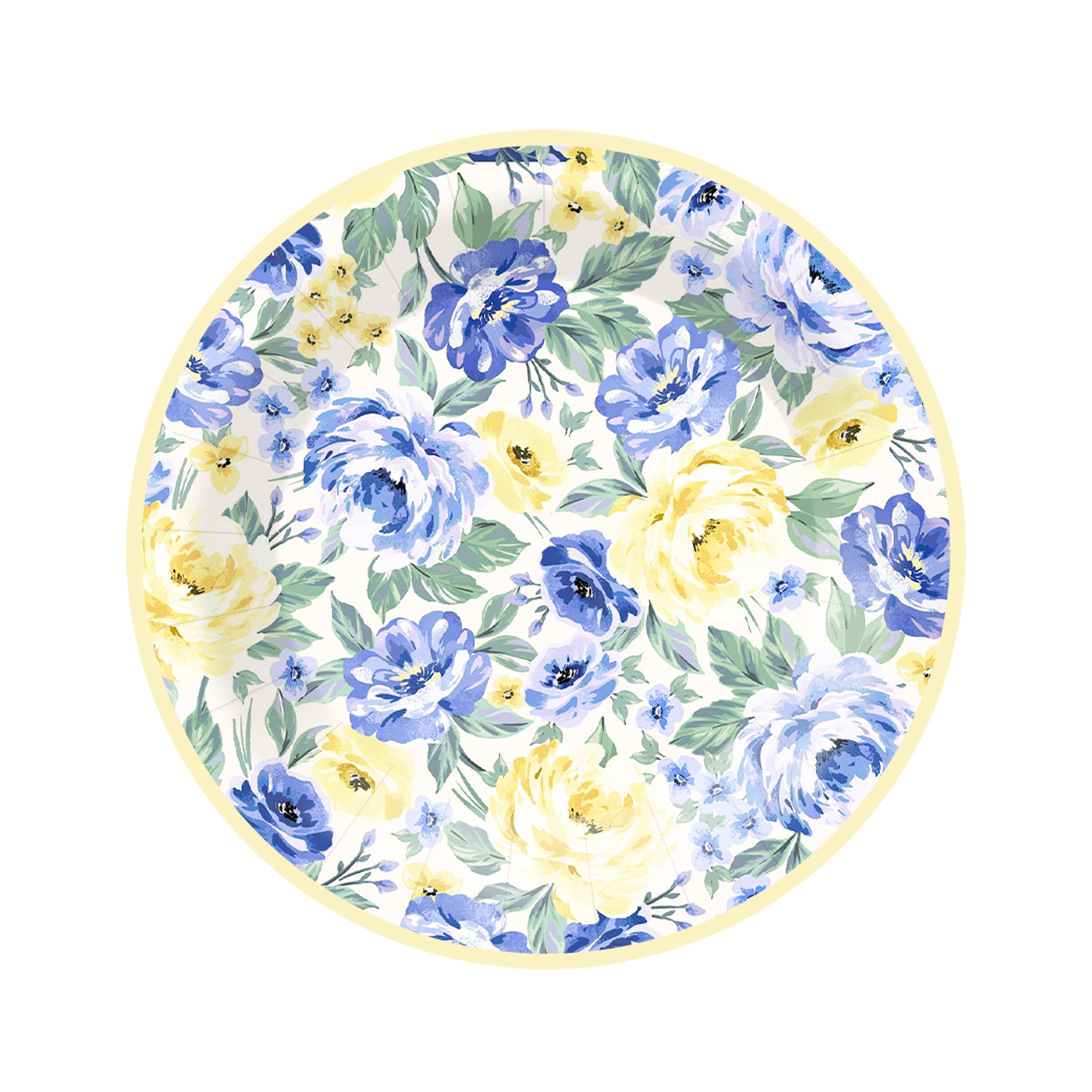 Flower Theme Blue Rose Round Dinner Plate