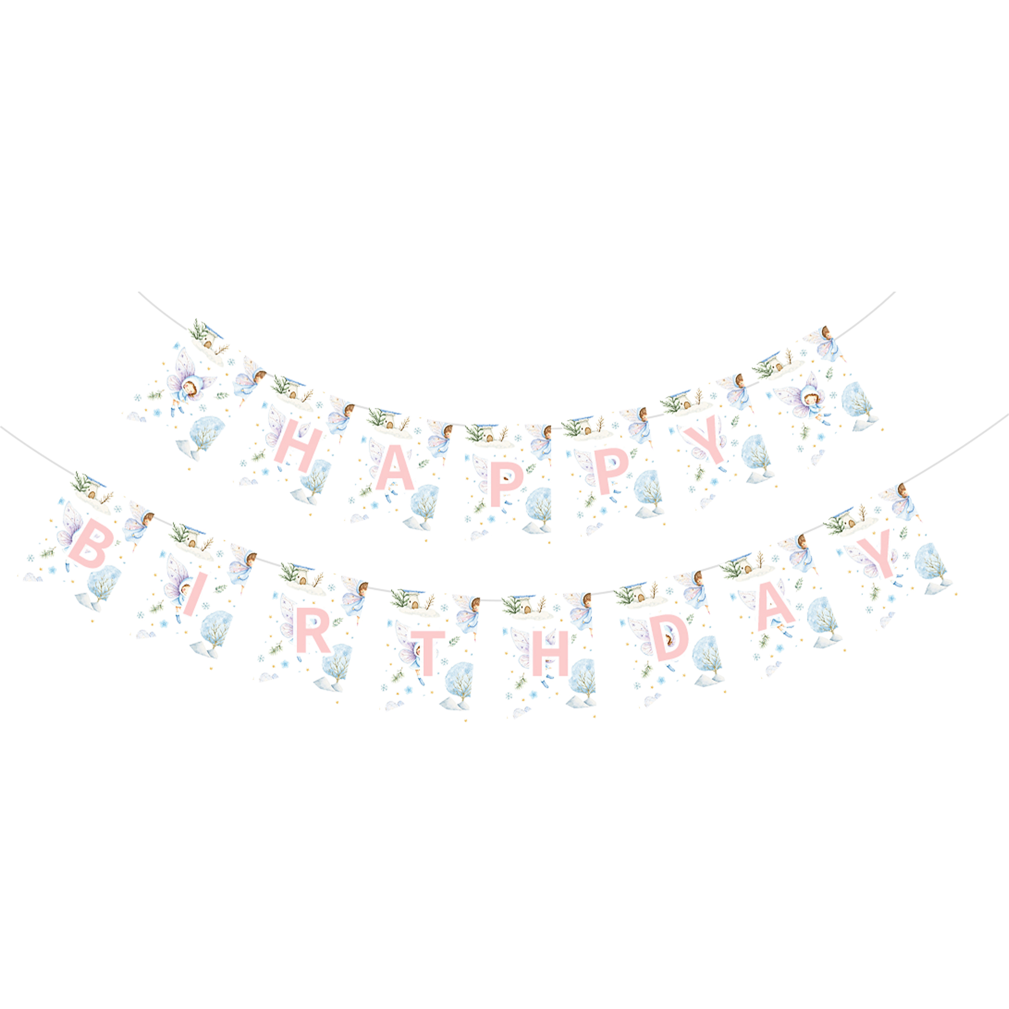 Kids Theme Light Blue and Purple Fairy Pattern Paper Banner