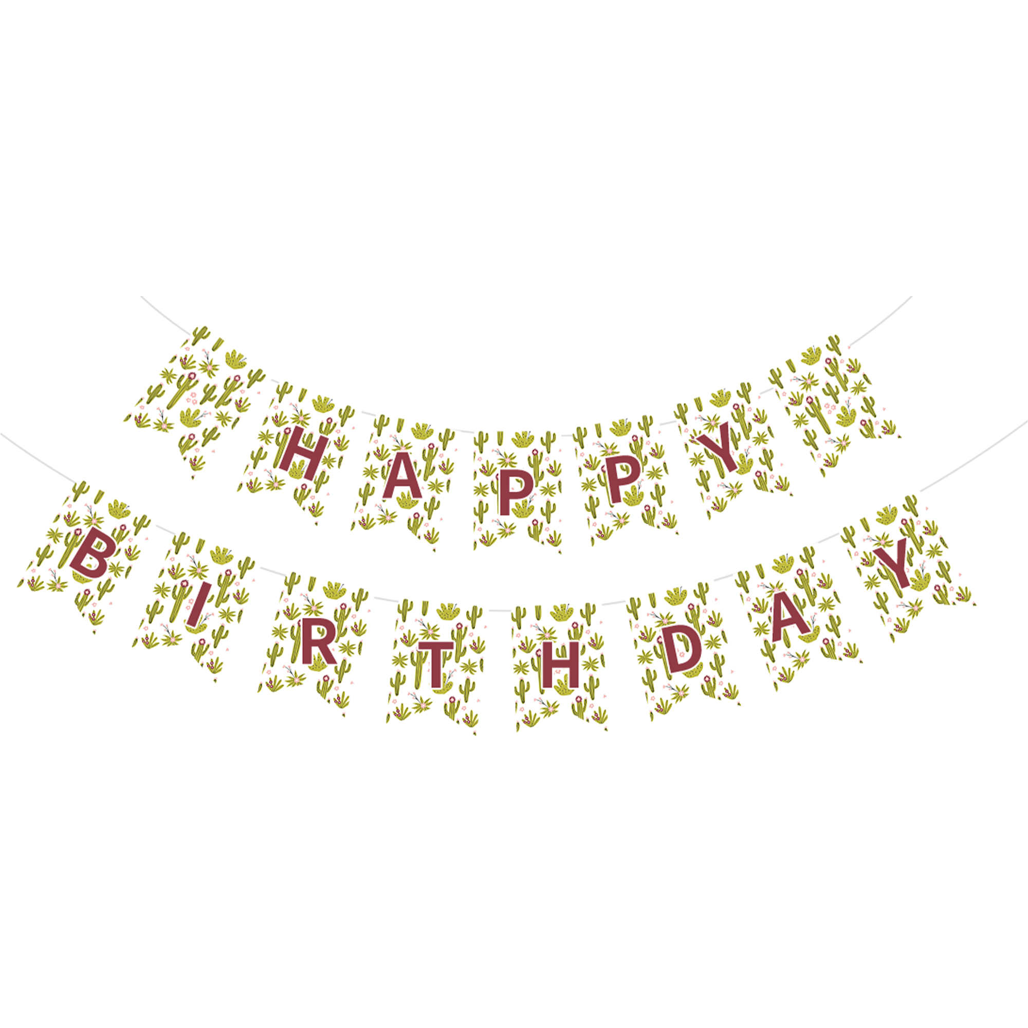 Kids Theme White Background Cactus Pattern Paper Banner