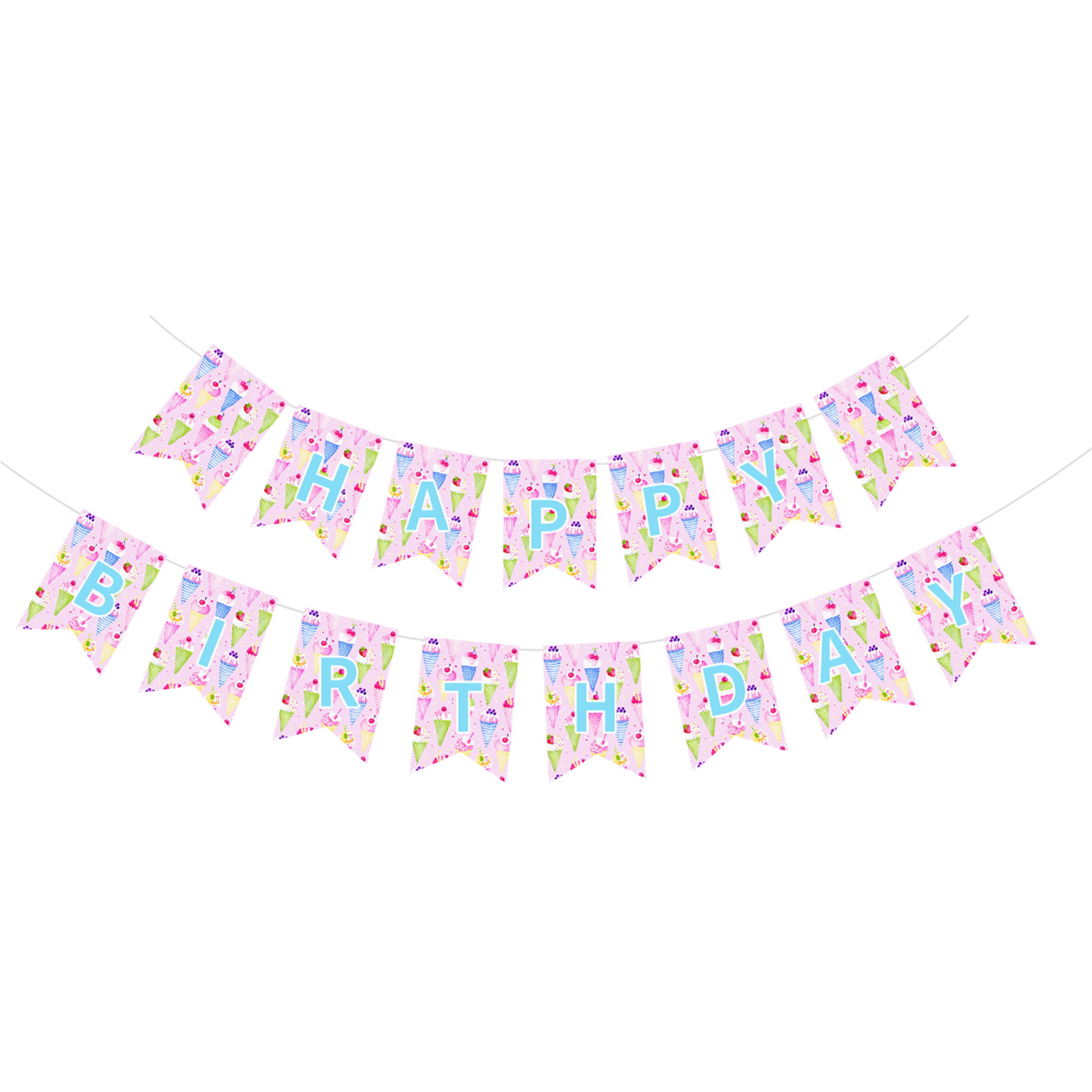 Birthday Theme Colorful Ice-cream Pattern Paper Banner