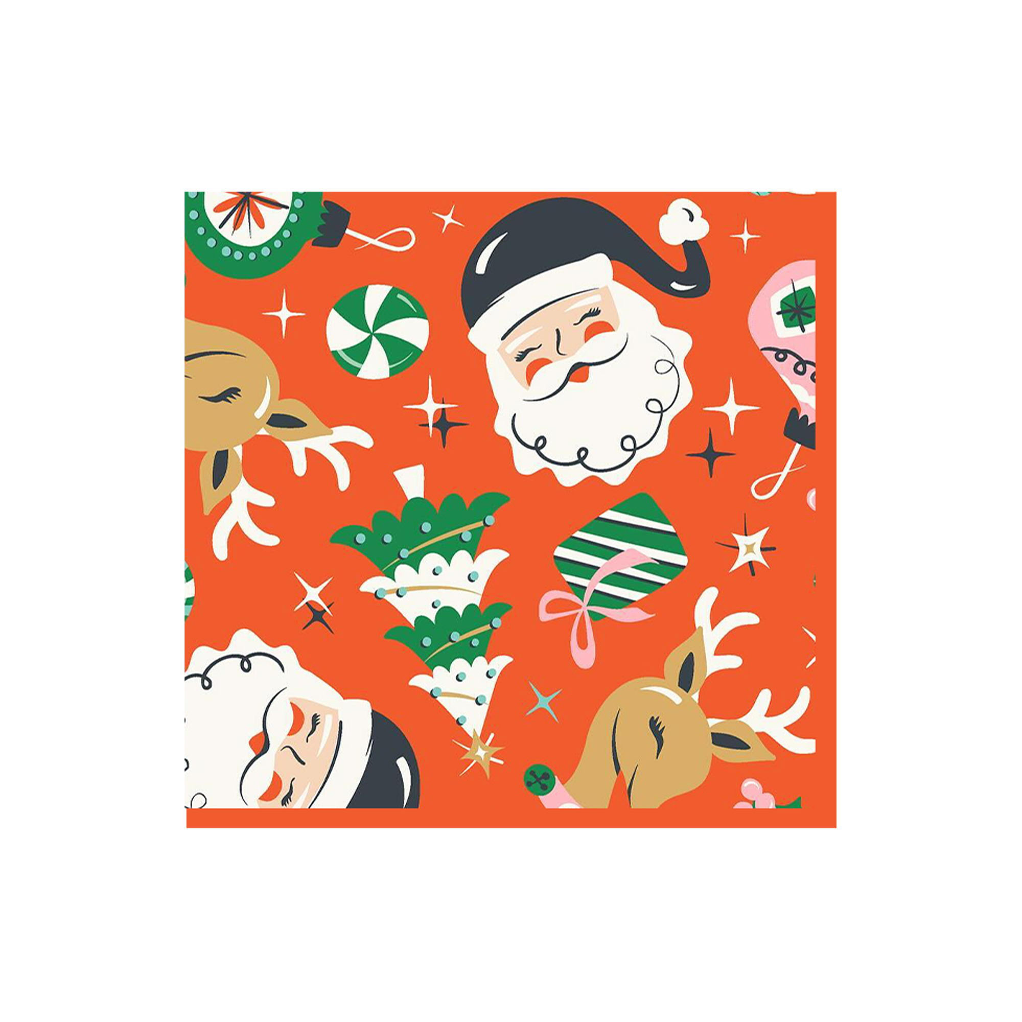 Christmas Theme Red Background Santa Claus Pattern Napkin