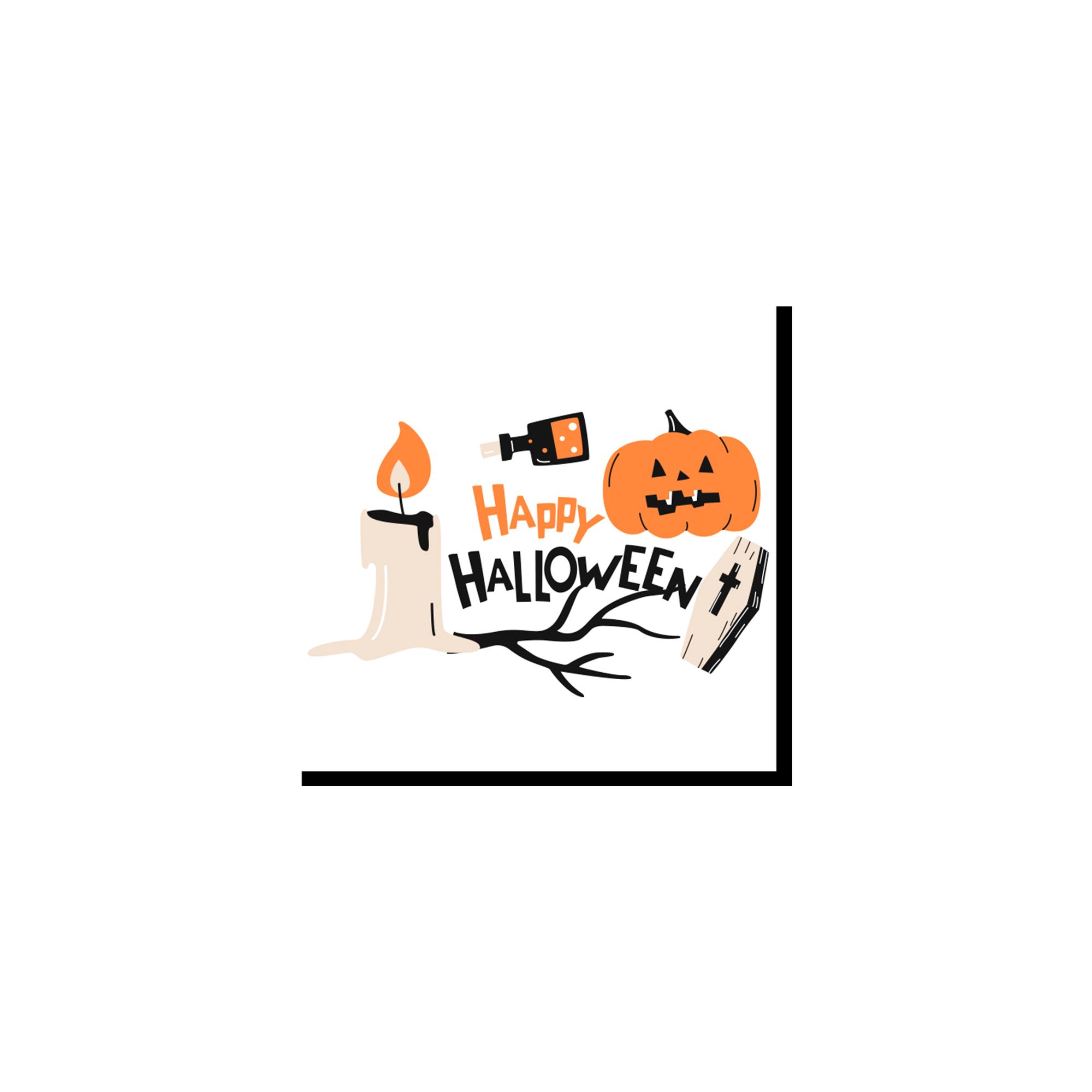 Halloween Theme White Background  Pumpkin Pattern Napkin
