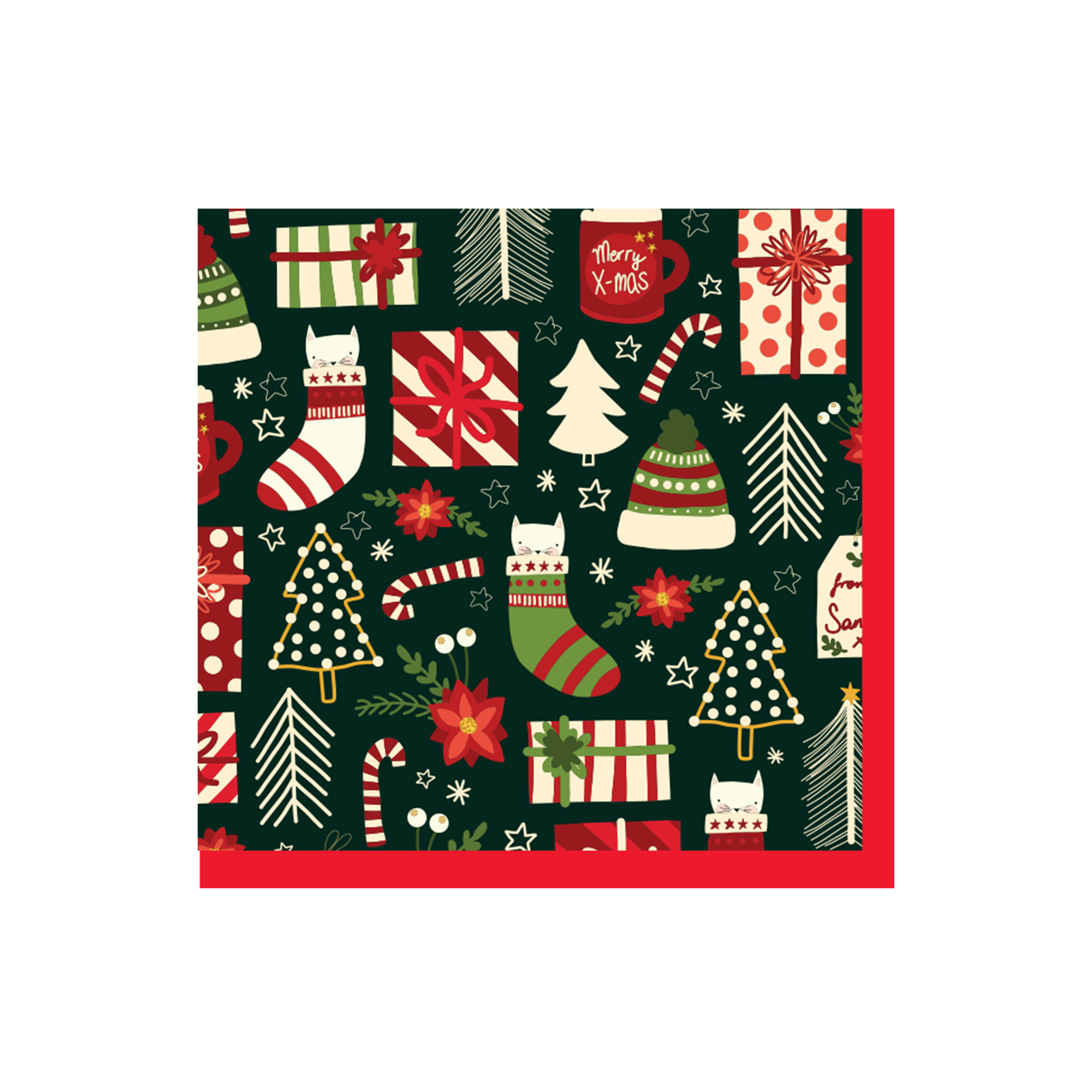 Christmas Theme Green-themed Christmas Socks Pattern Napkin