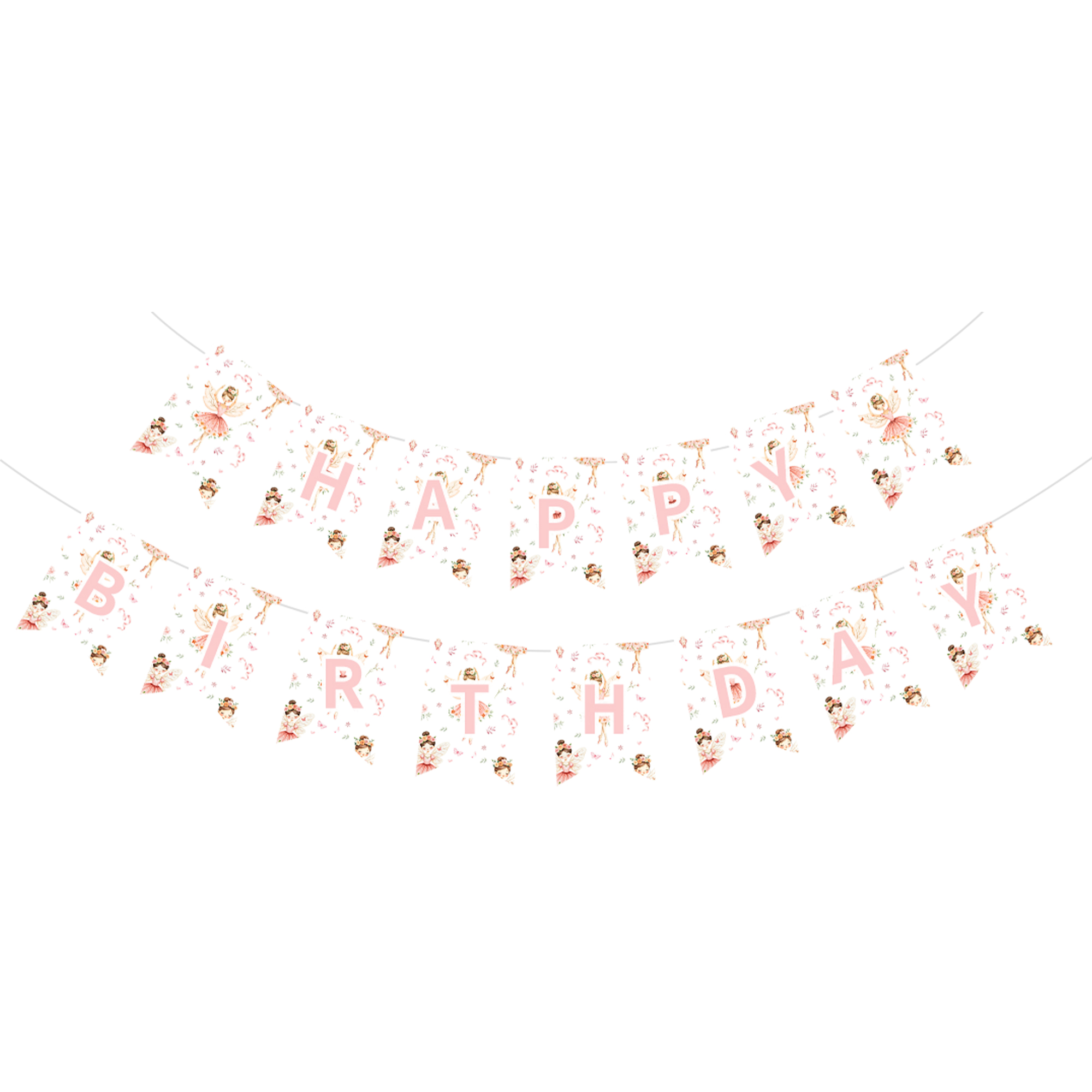 Kids Theme Light Pink Fairy Pattern Paper Banner