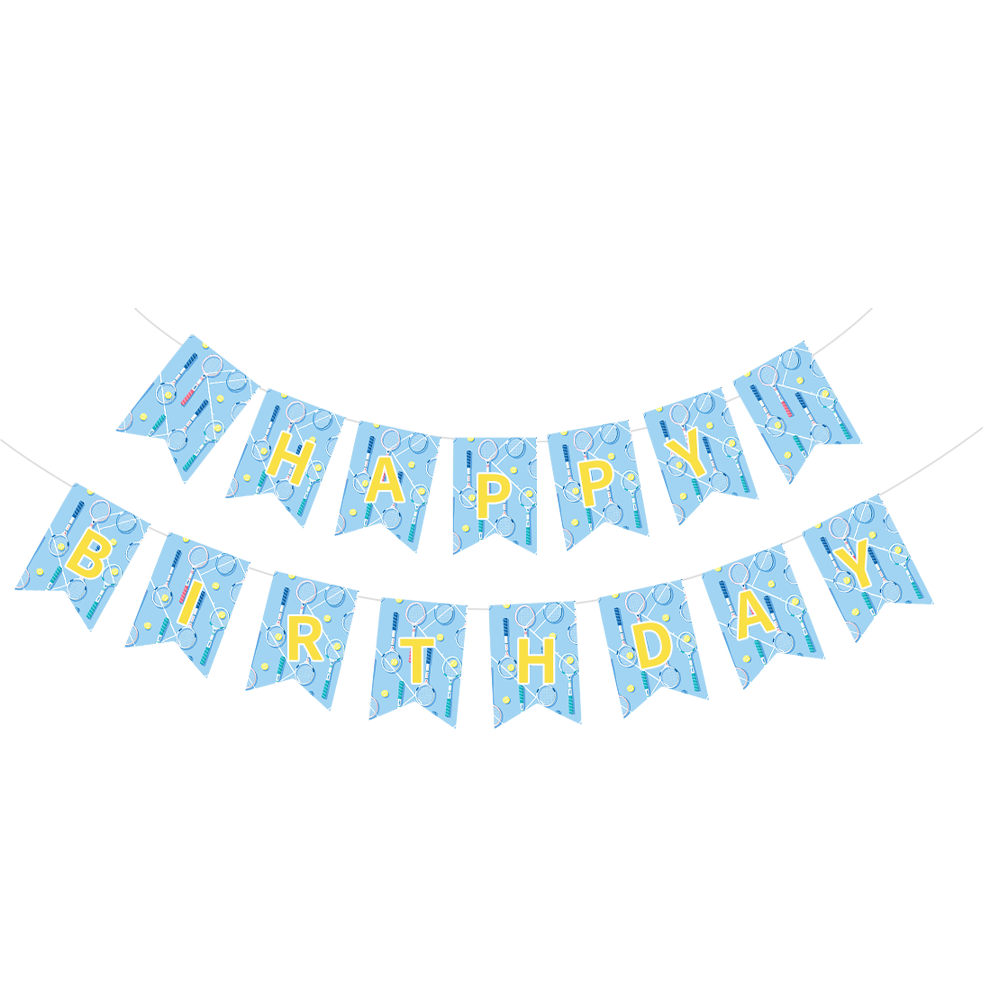 Sports Theme Light Blue with Badminton Pattern Paper Banner