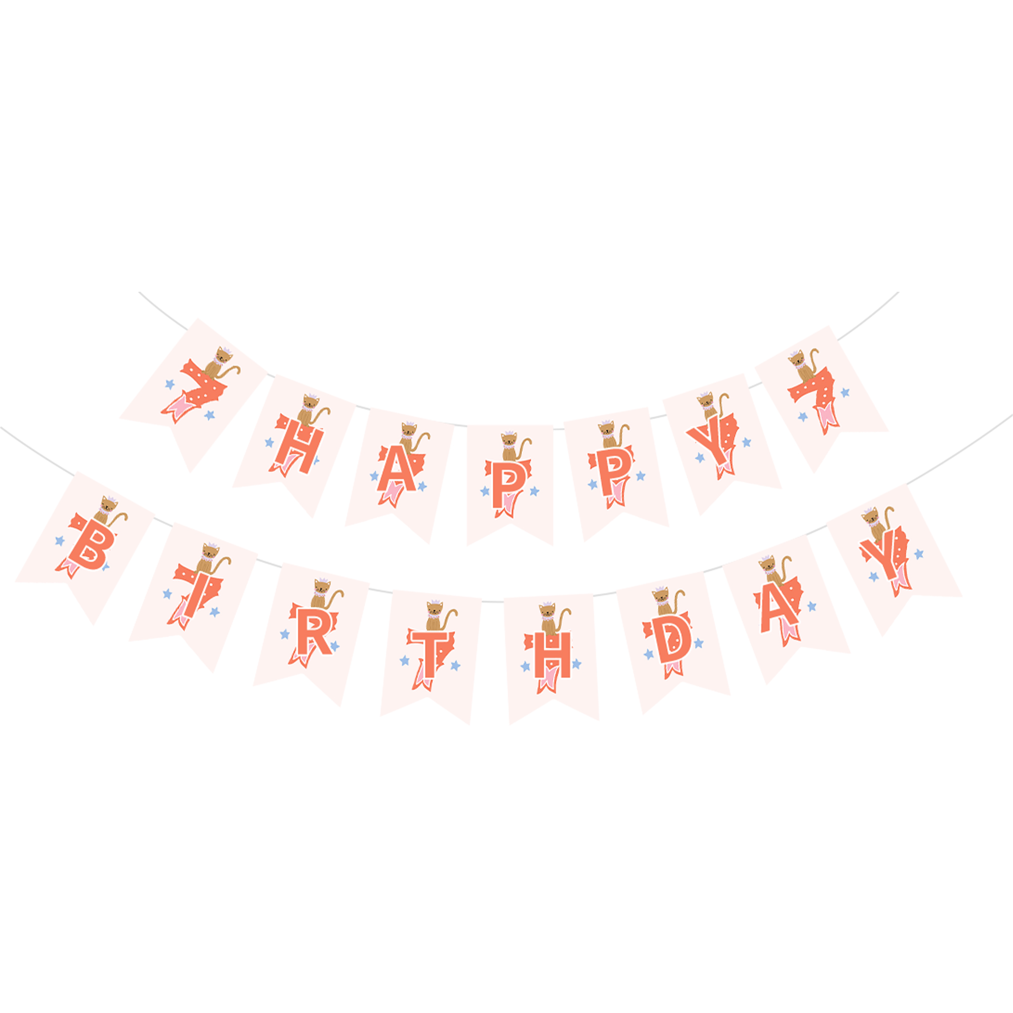 Kids Theme Light Pink Cat Pattern Paper Banner