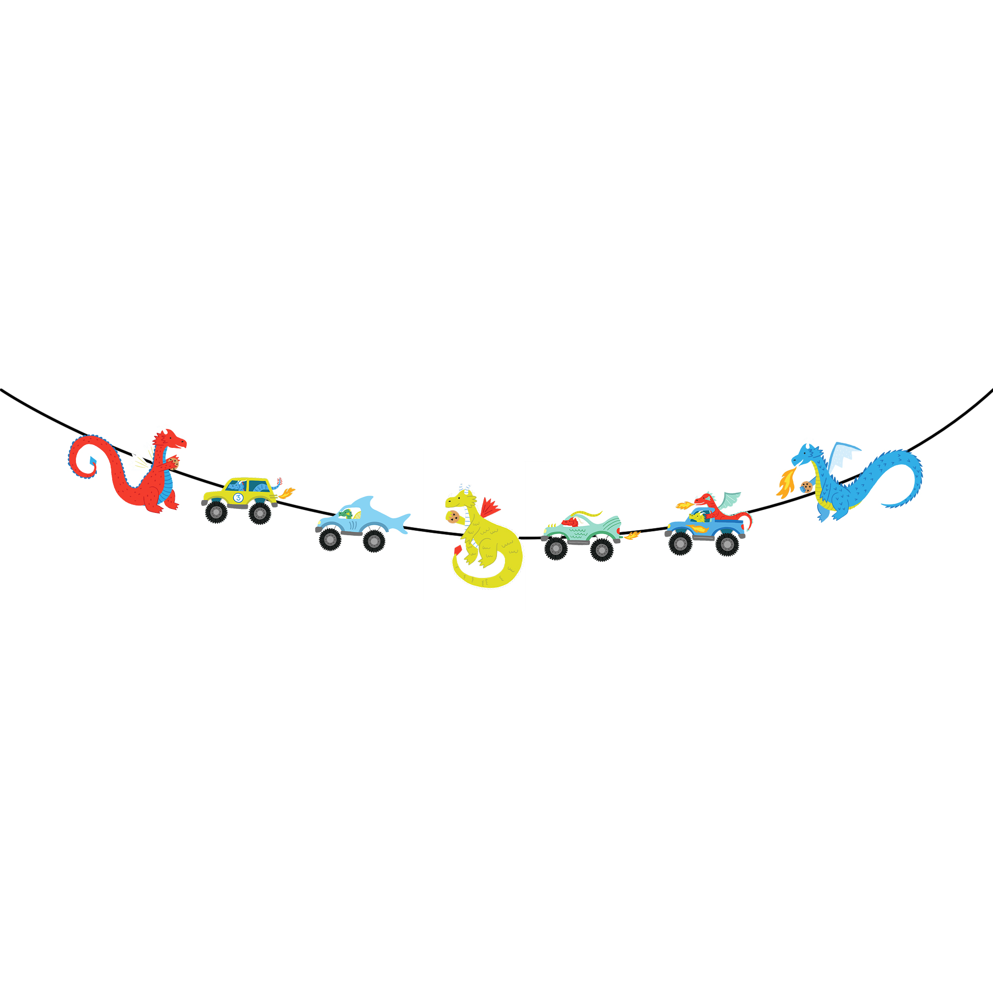 Kids Theme Special-shaped Dinosaur and Taxi Pattern Paper Banner