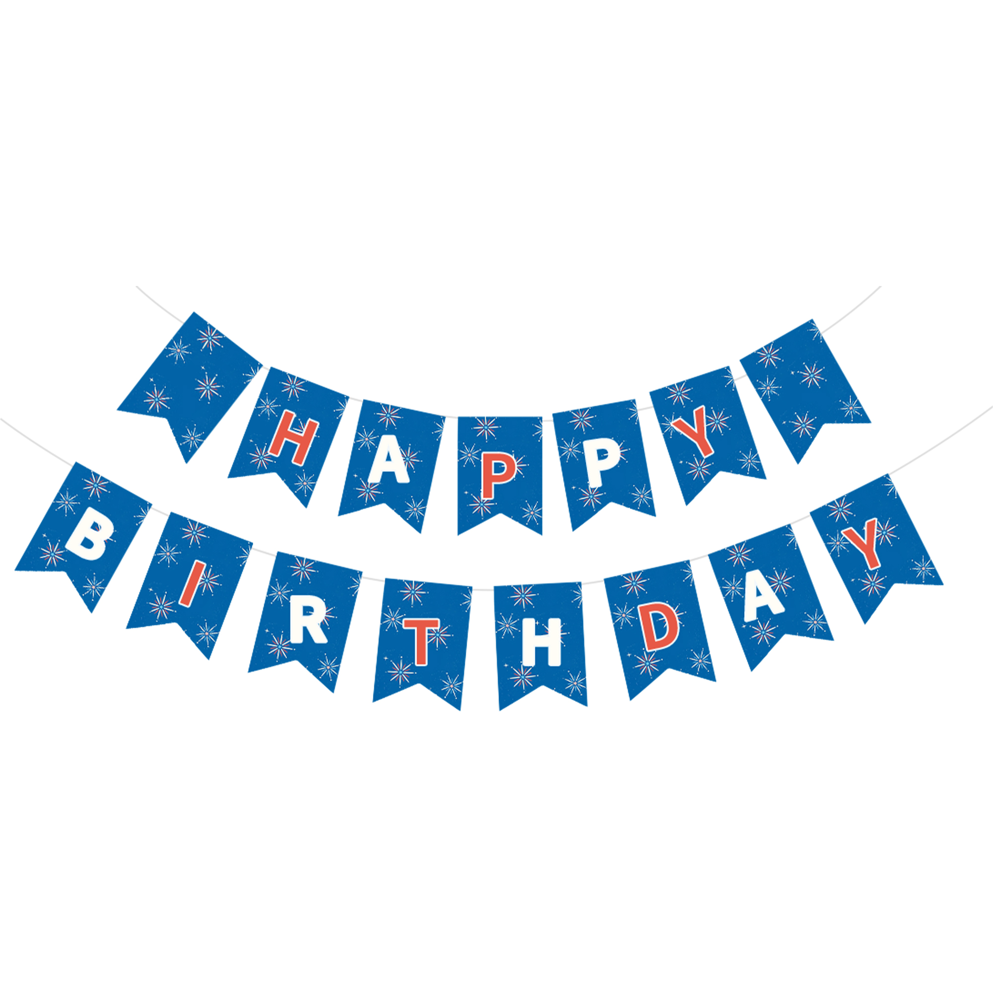 Independent Day Theme Blue with White Star Pattern Paper Banner