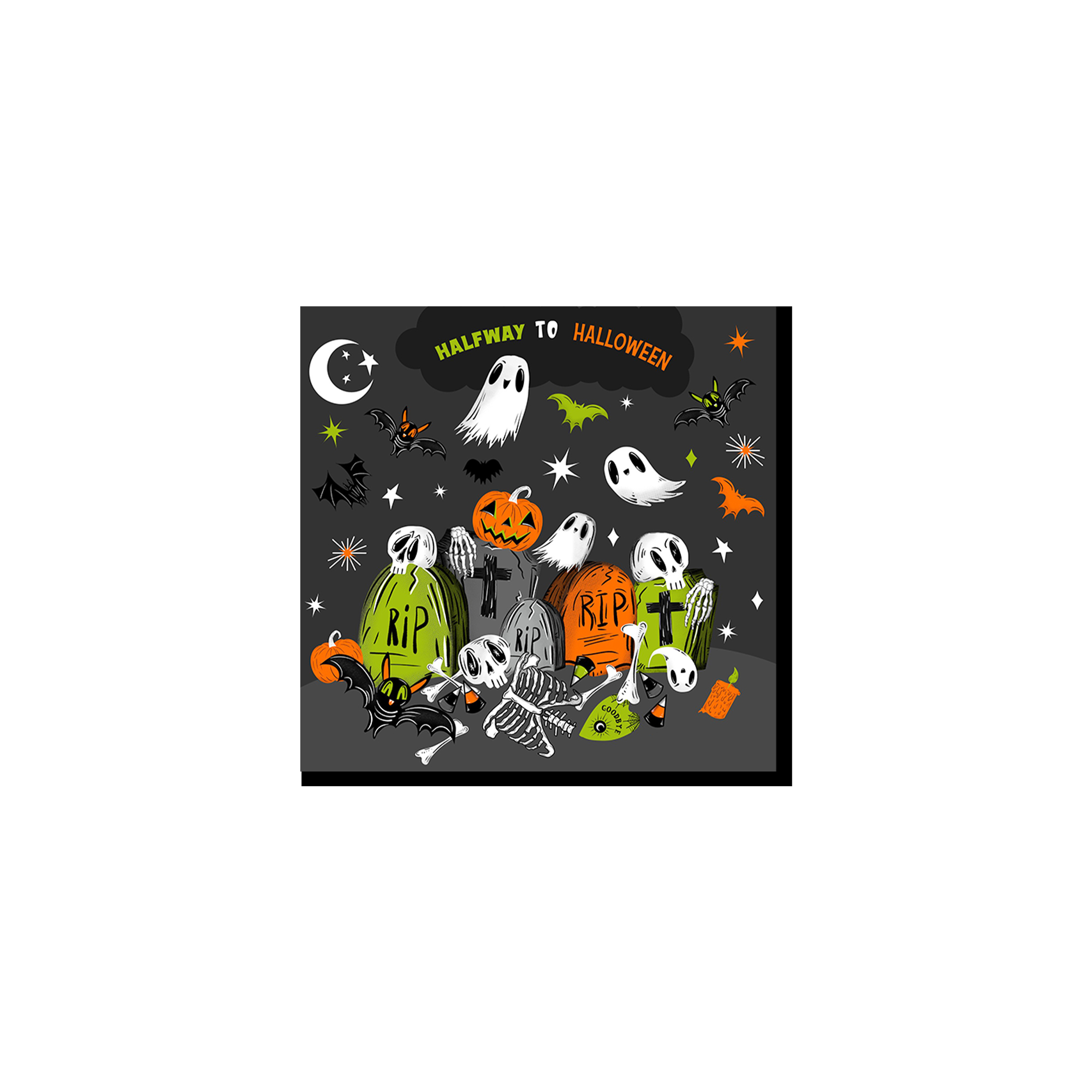 Halloween Theme Black Grave Pattern Napkin