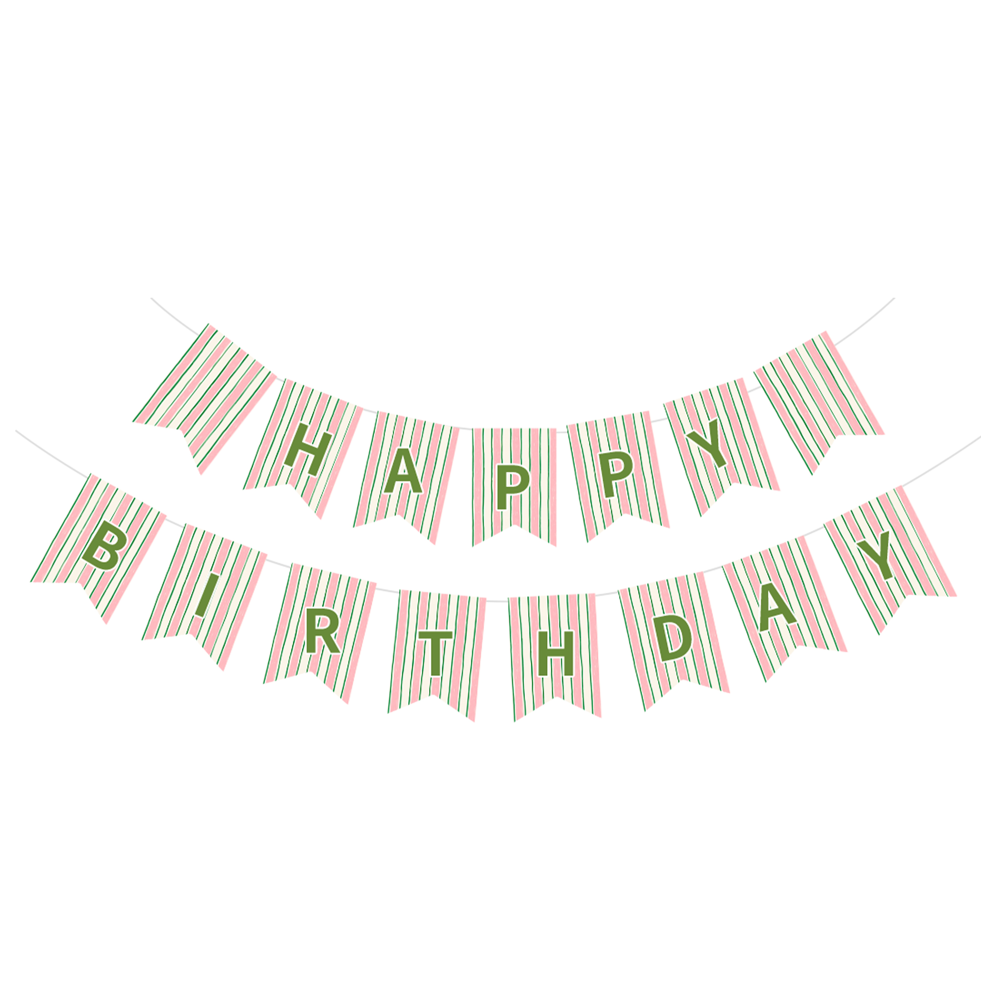Sports Theme Pink Green and Light Green Stripes Paper Banner