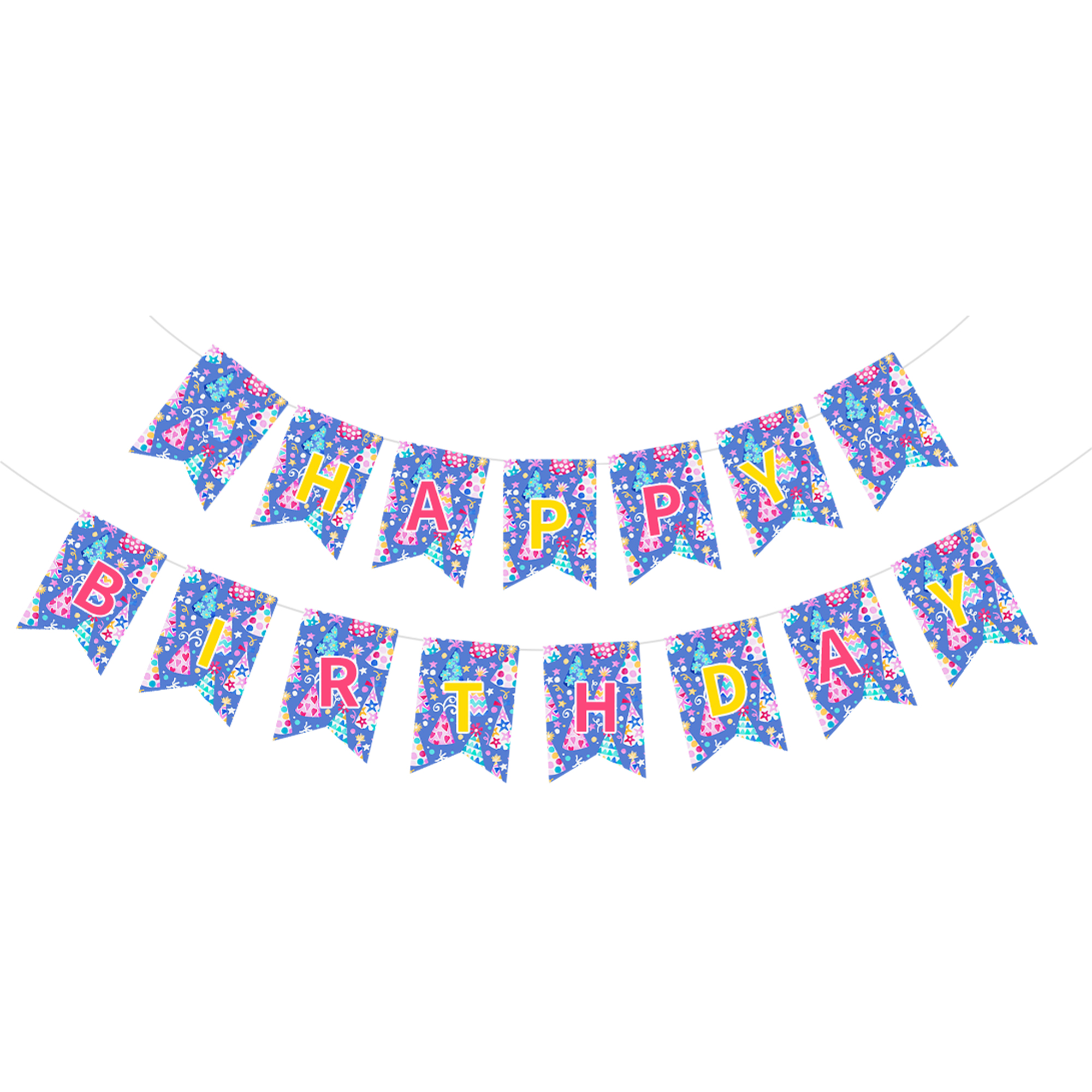 Birthday Theme Colorful Hat Pattern Paper Banner