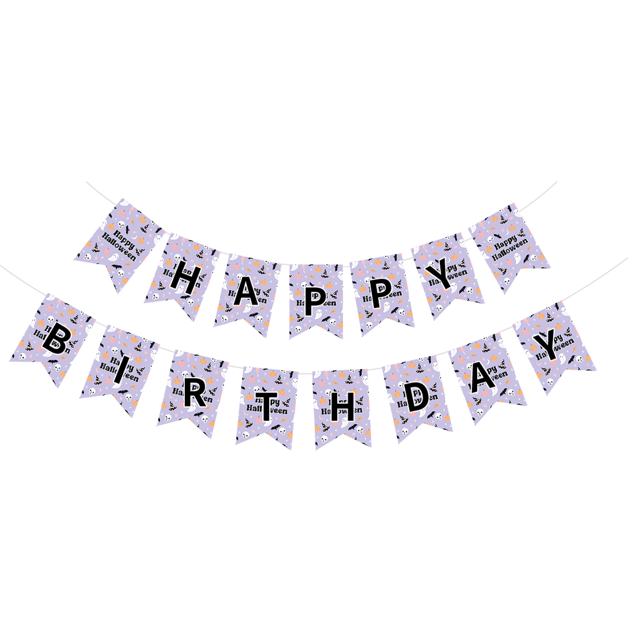 Halloween Theme Purple Background Ghost Pattern Paper Banner
