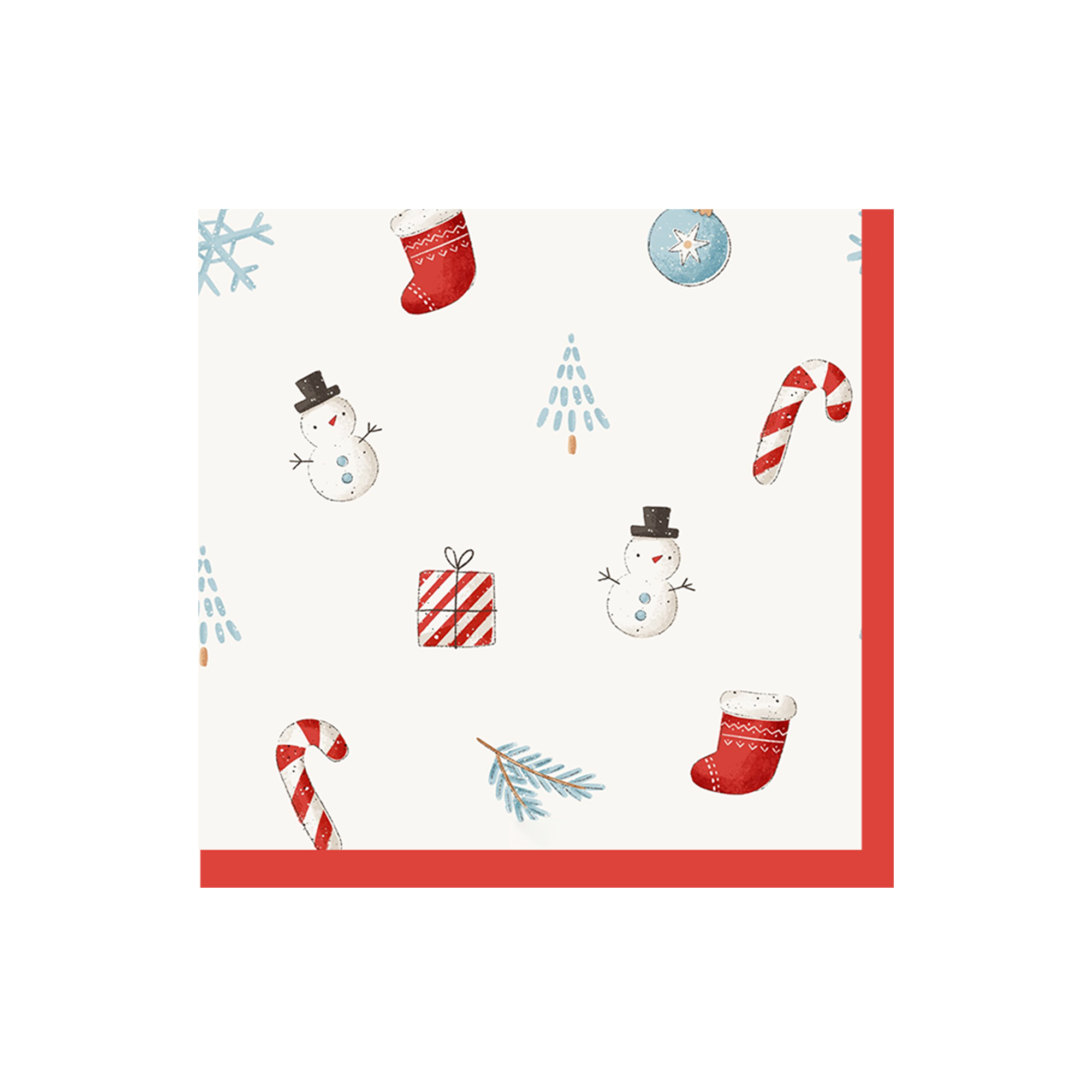 Christmas Theme Snowman and Candy Pattern Napkin