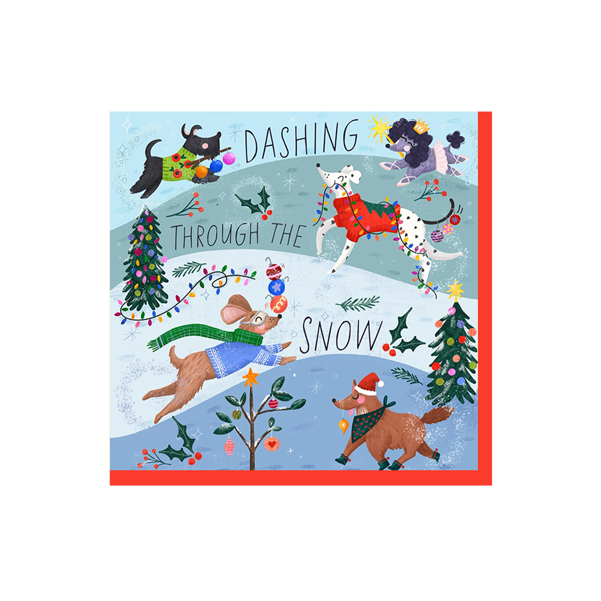 Christmas Theme Snow and Dogs Pattern Napkin