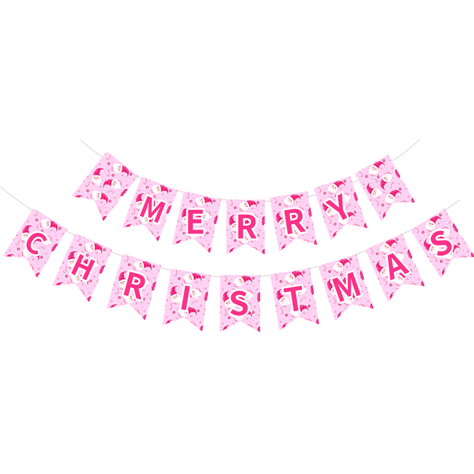 Christmas Pink Christmas Hat Paper Banner