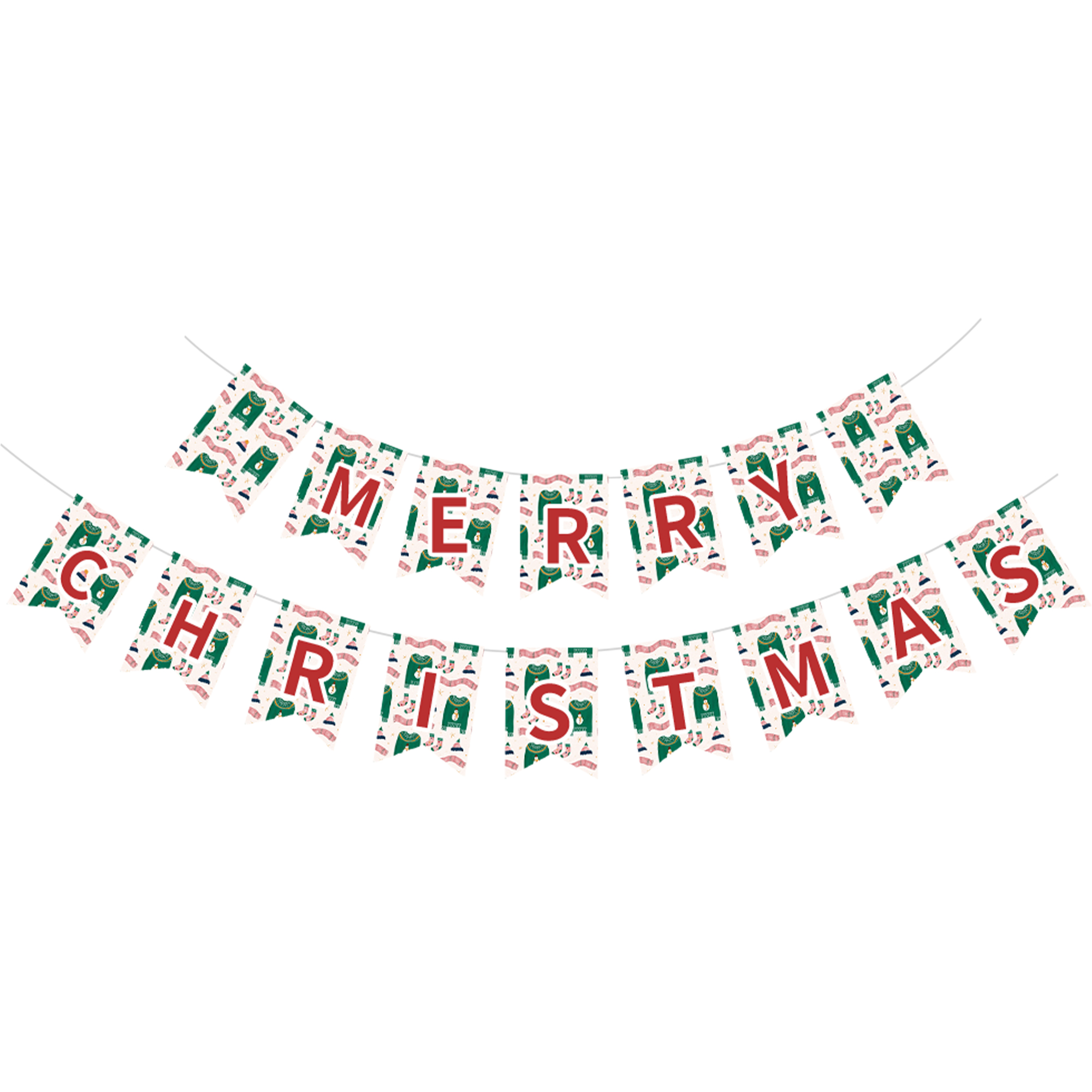 Christmas Pink and Green Christmas Clothes Paper Banner
