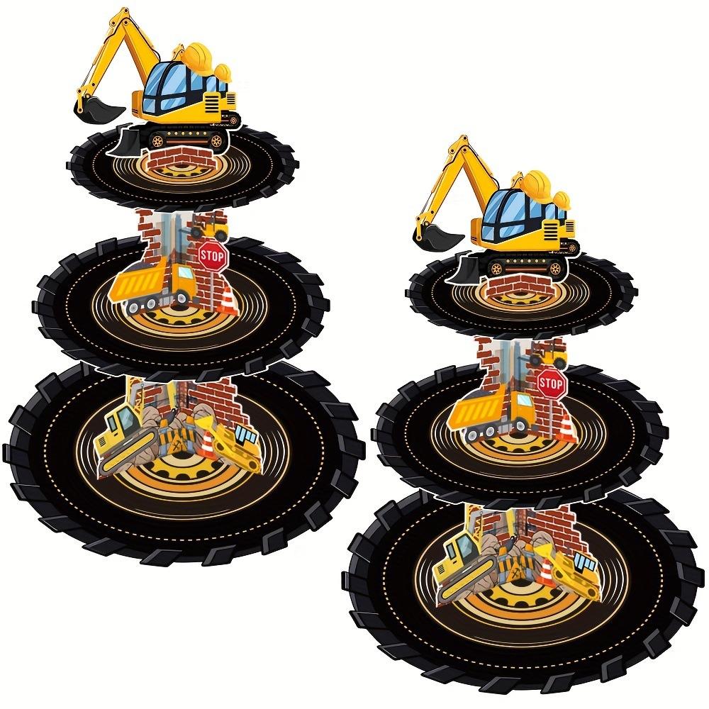 Cartoon Theme Engineering Vehicle Design Three-layer Cake Stand