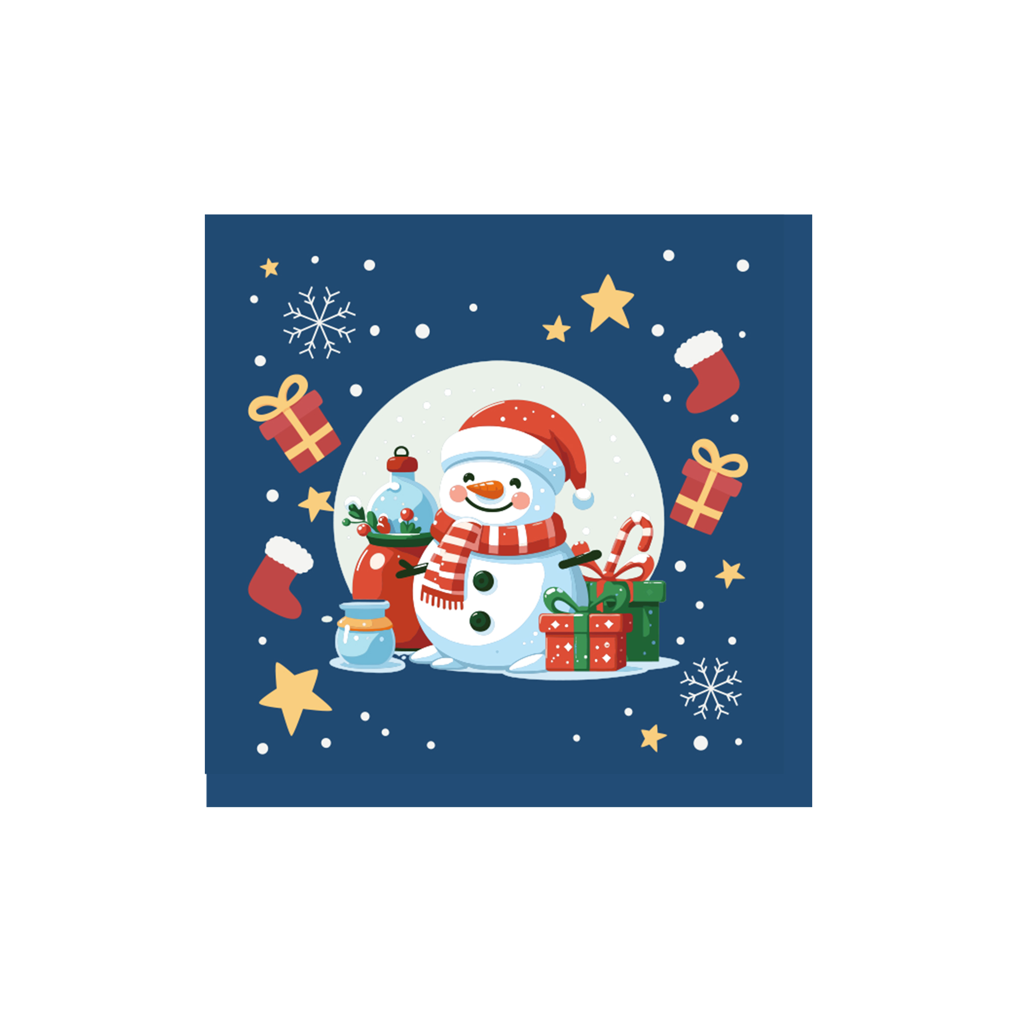 Christmas Theme Snowman and Gift Box Pattern Napkin