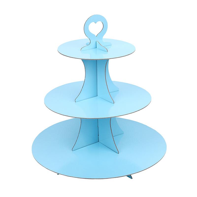 Solid Color Sky Blue Three-layer Cake Stand