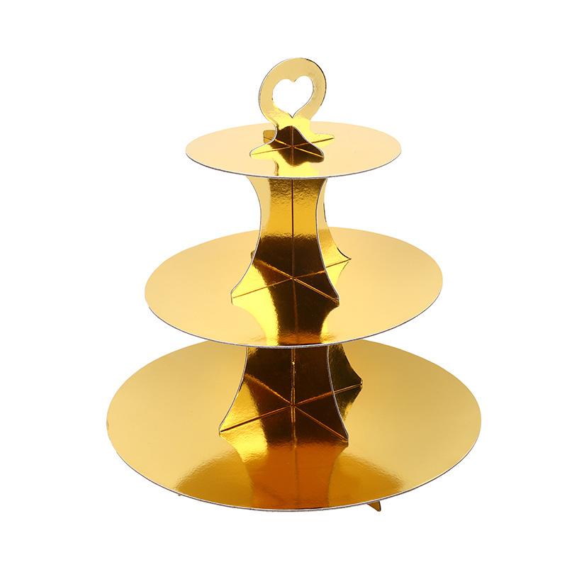 Solid Color Gold Three-layer Cake Stand
