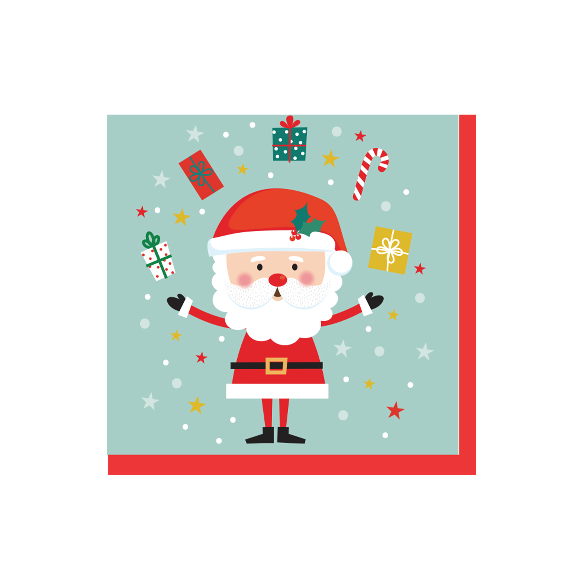 Christmas Theme Father Christmas and Gift Box Pattern Napkin