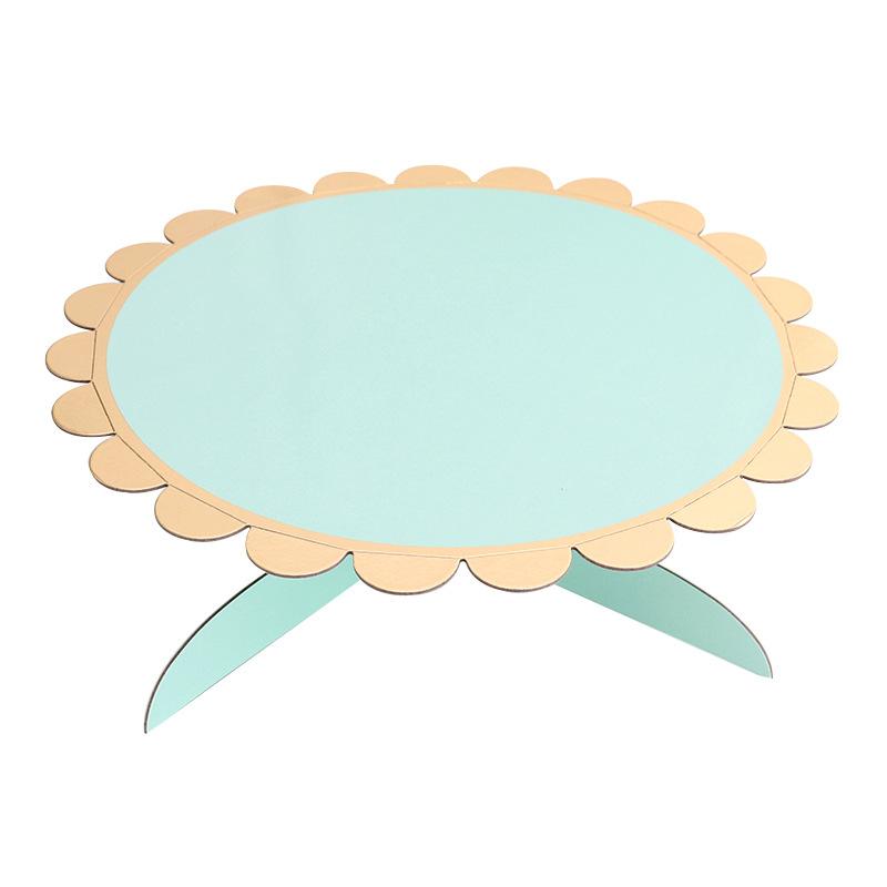 Mint Green Lace-trimmed Gold-stamped Single-layer Cake Stand