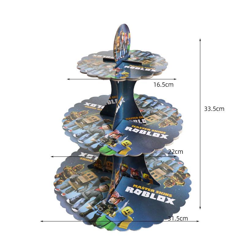 Cartoon Theme Roblox Design Three-layer Cake Stand