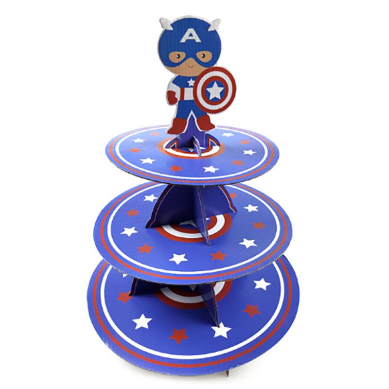 Marvel Theme Captain America Design Three-layer Cake Stand